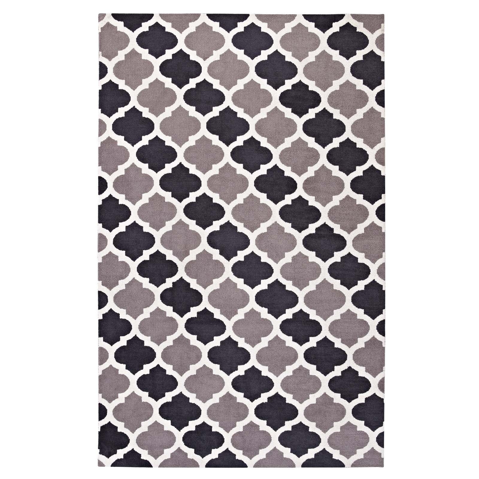 Modway Indoor Rugs - Lida Moroccan Trellis 8x10 Area Rug Charcoal & Black