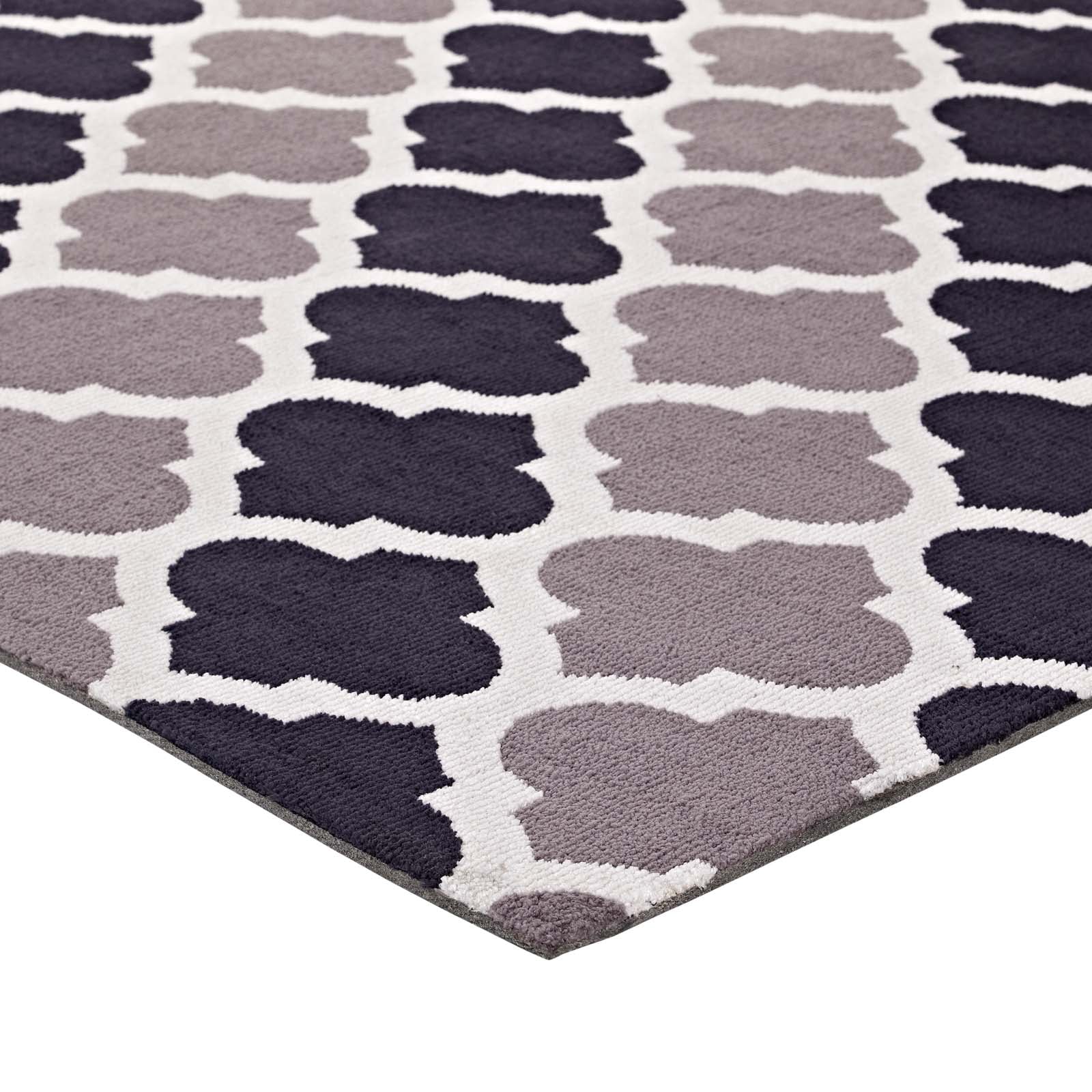Modway Indoor Rugs - Lida Moroccan Trellis 8x10 Area Rug Charcoal & Black