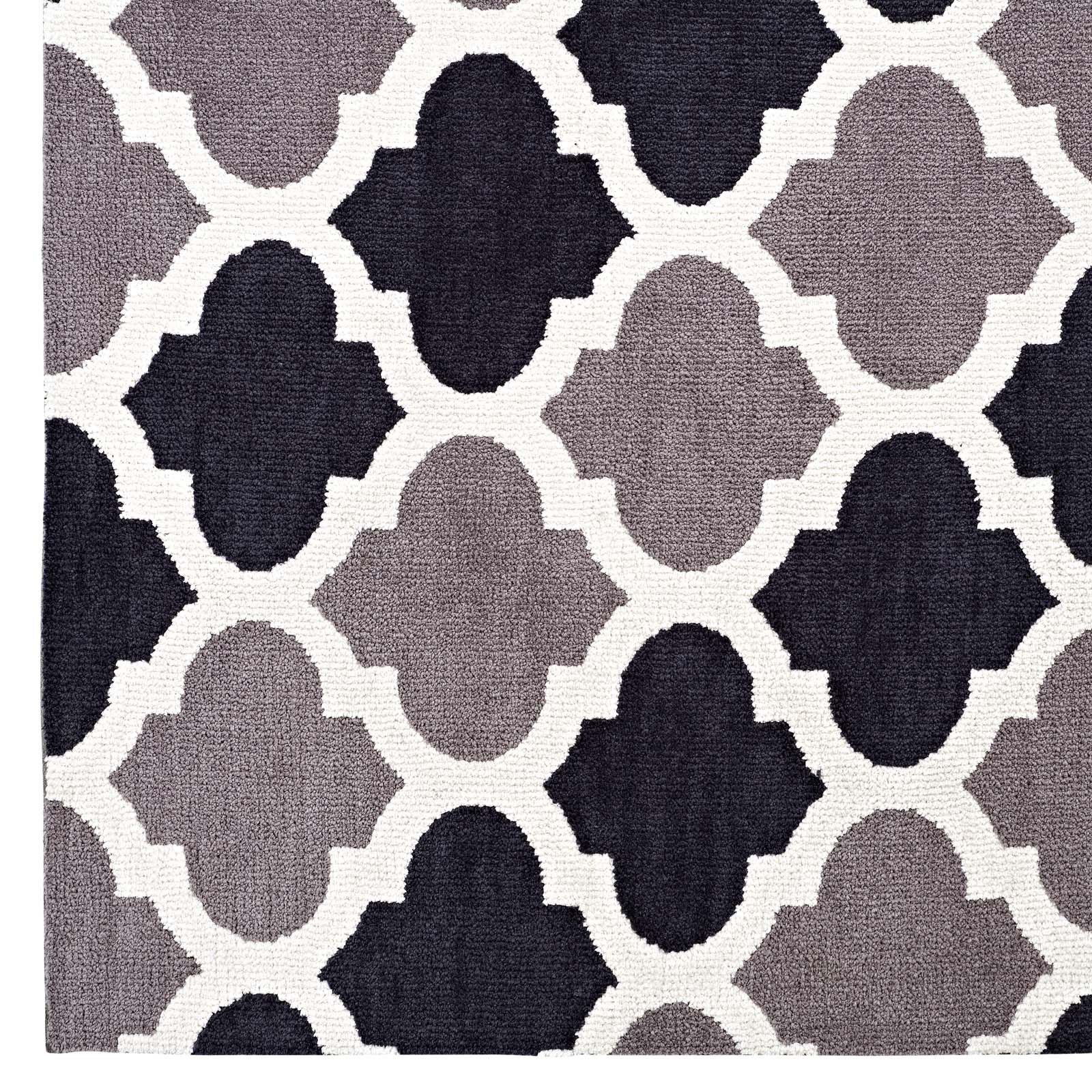 Modway Indoor Rugs - Lida Moroccan Trellis 8x10 Area Rug Charcoal & Black