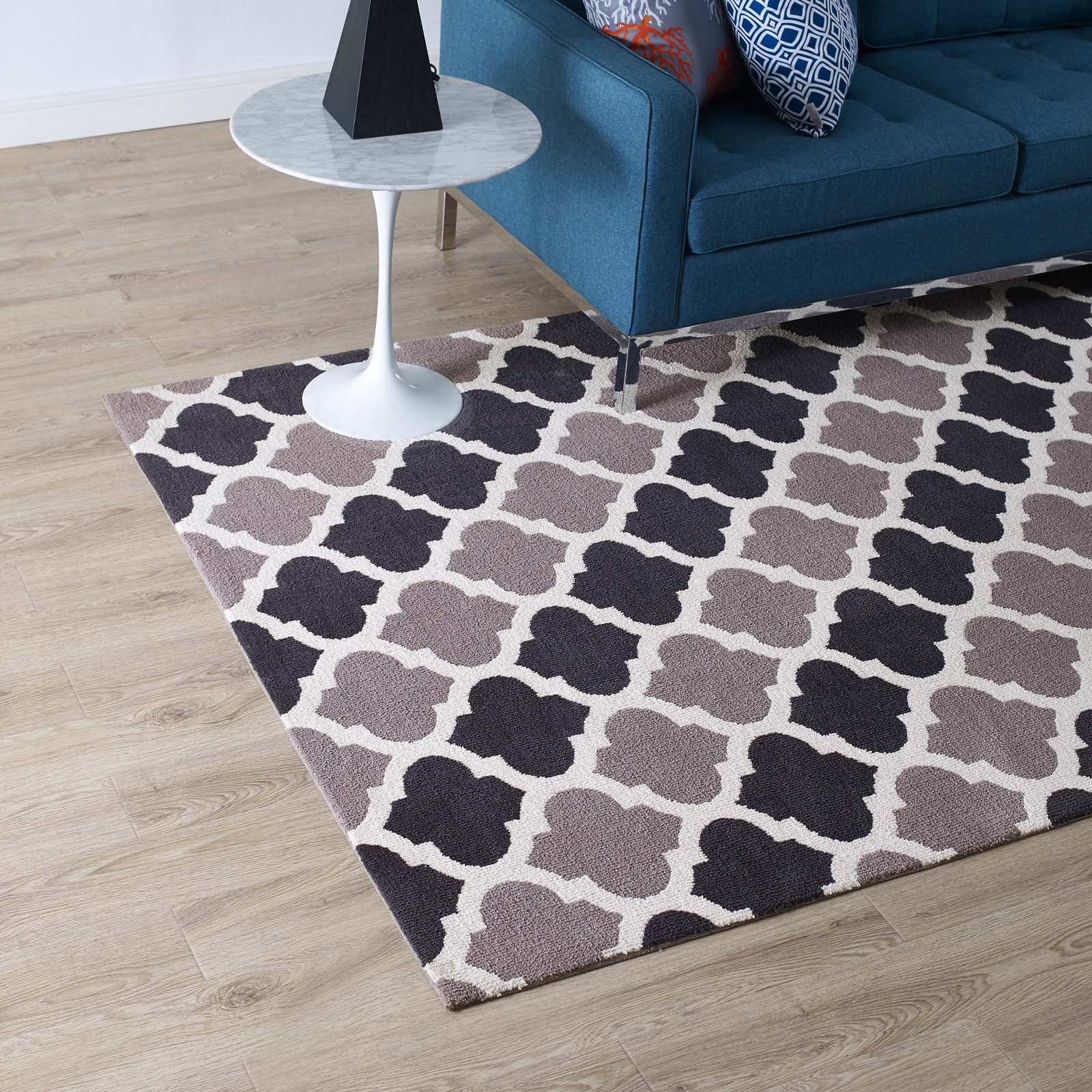Modway Indoor Rugs - Lida Moroccan Trellis 8x10 Area Rug Charcoal & Black
