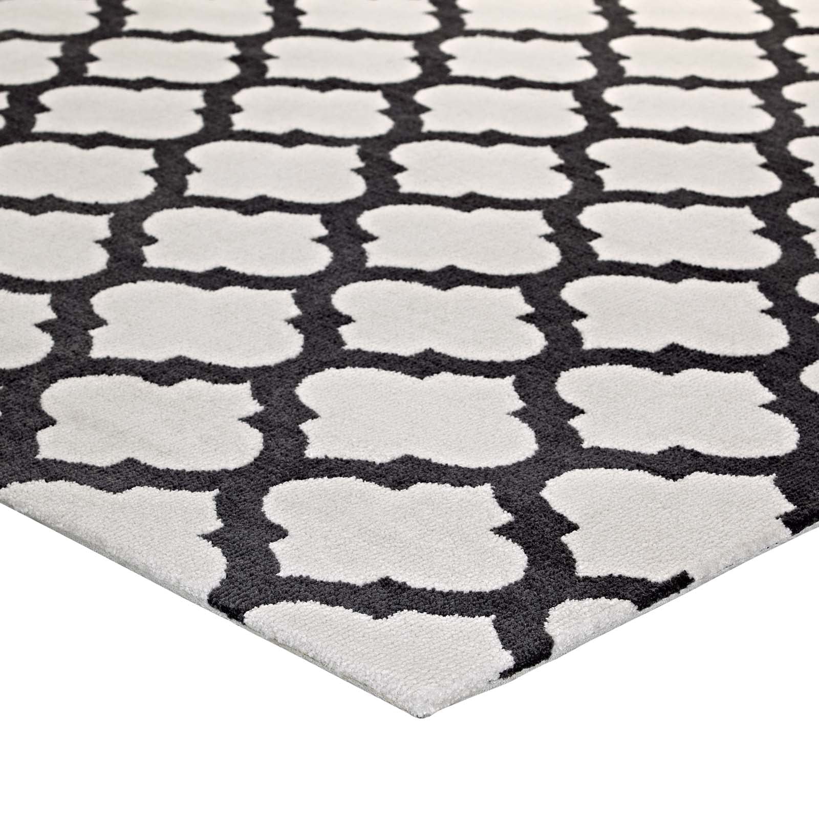 Modway Indoor Rugs - Lida Moroccan Trellis 5x8 Area Rug Ivory & Charcoal