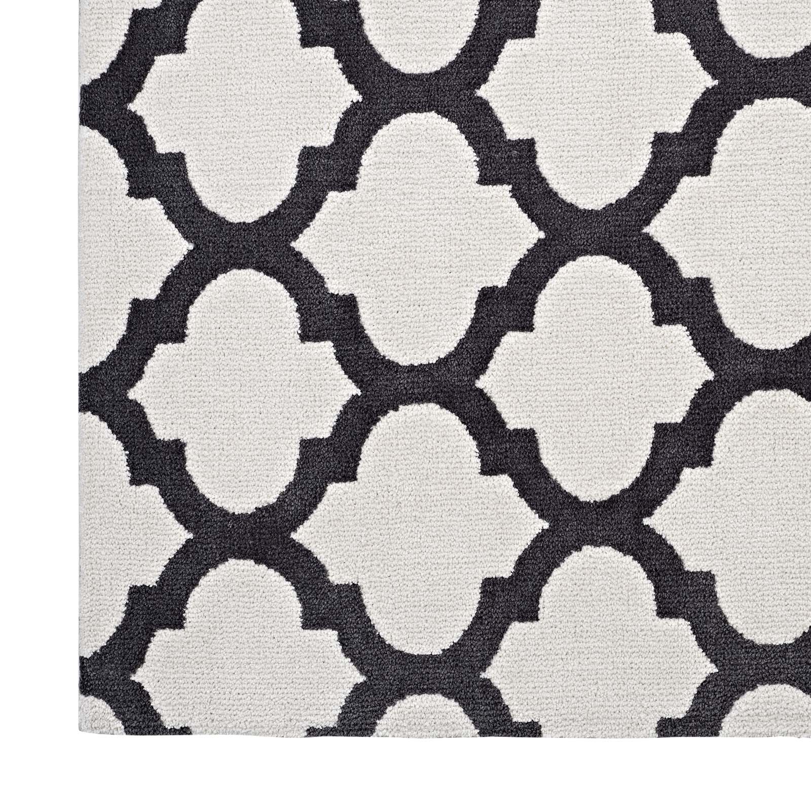 Modway Indoor Rugs - Lida Moroccan Trellis 5x8 Area Rug Ivory & Charcoal