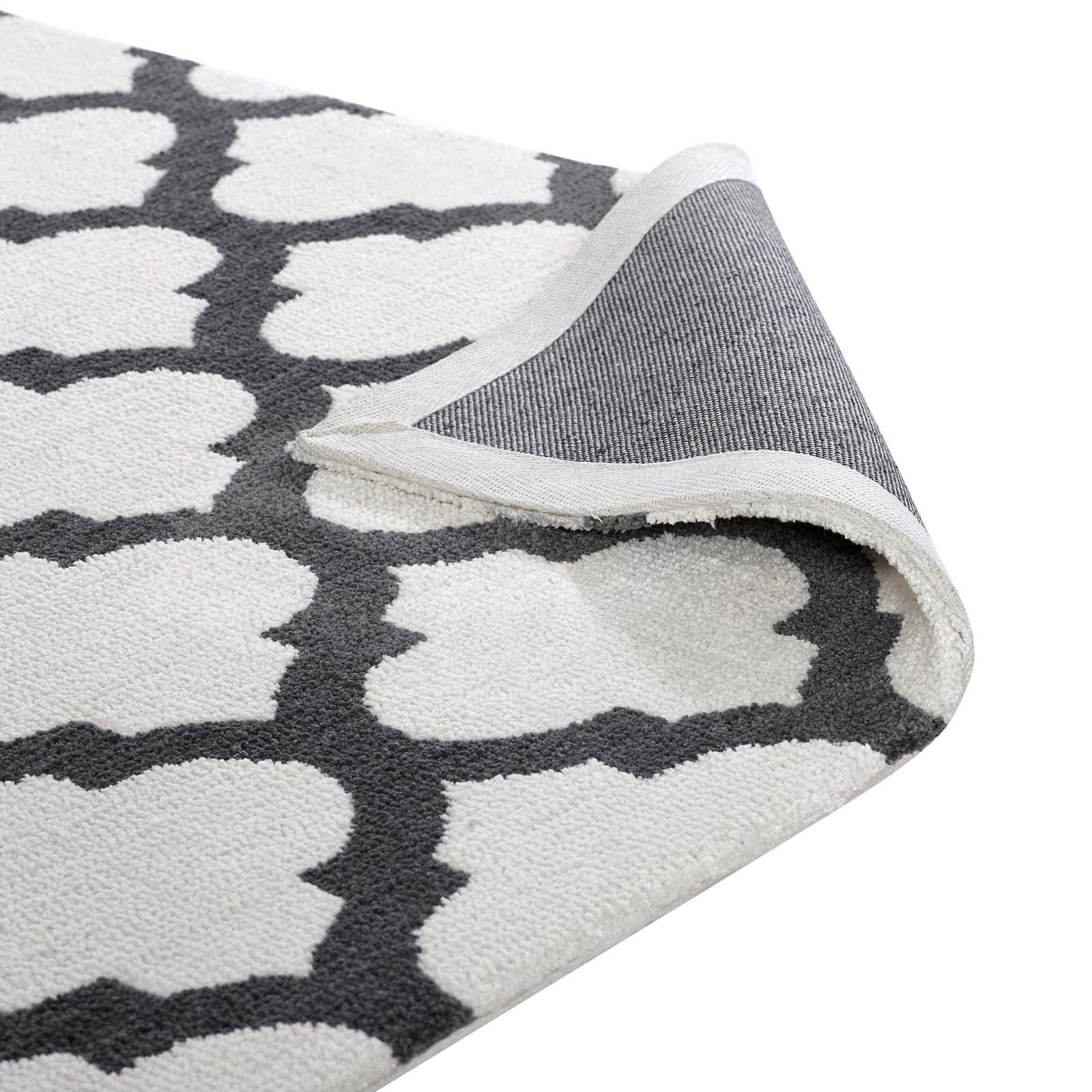 Modway Indoor Rugs - Lida Moroccan Trellis 5x8 Area Rug Ivory & Charcoal
