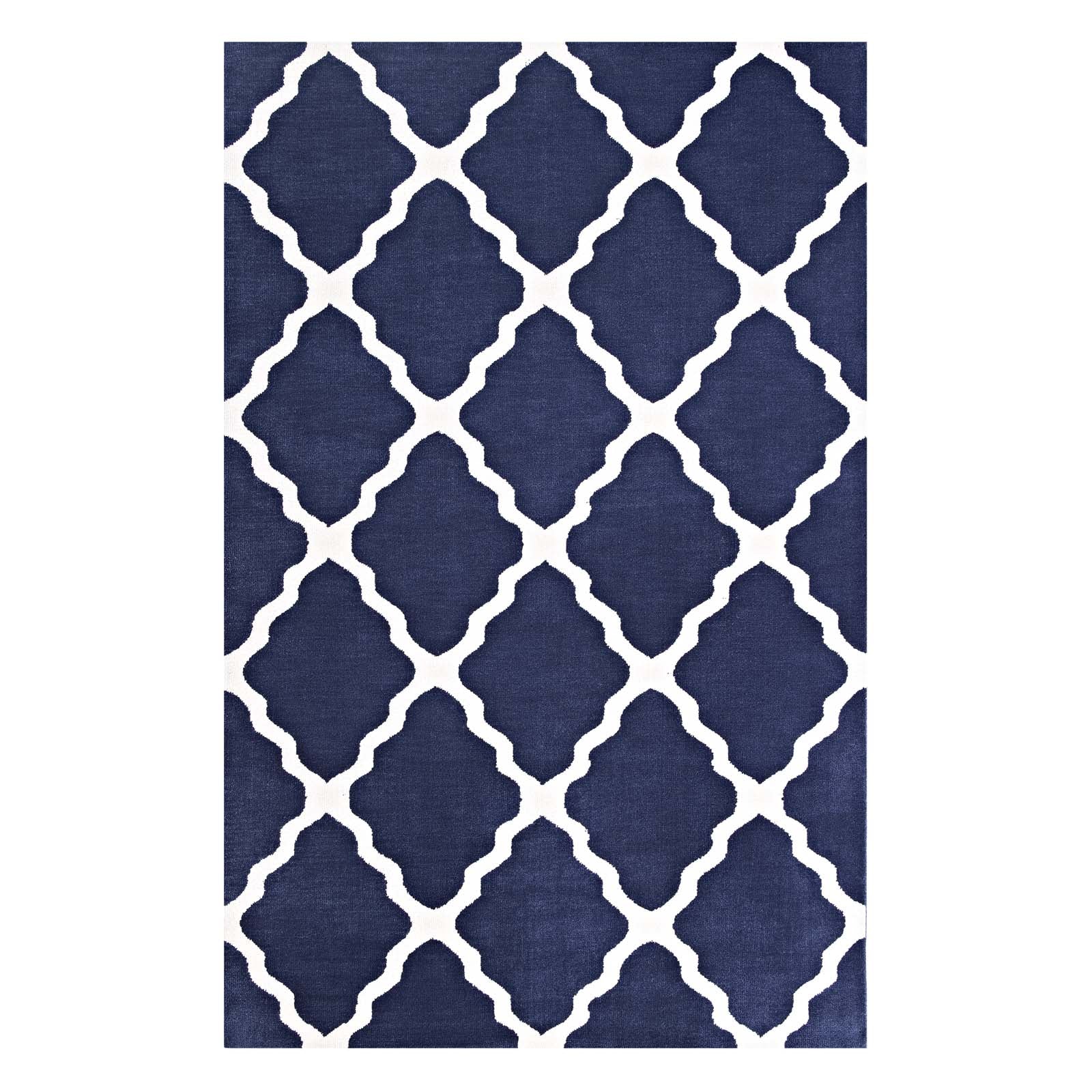 Modway Indoor Rugs - Marja Trellis 8' x 10' Area Rug Navy & Ivory