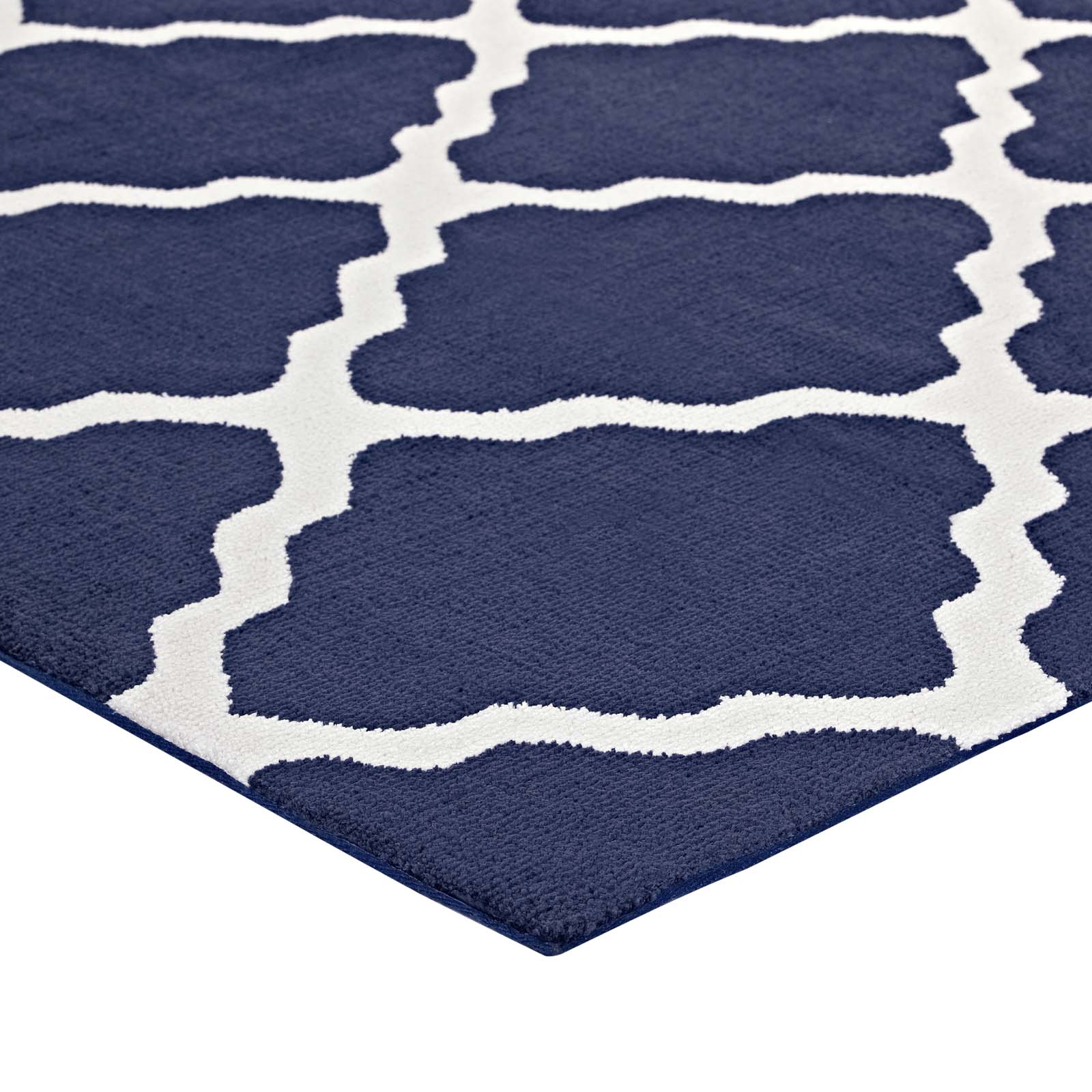 Modway Indoor Rugs - Marja Trellis 8' x 10' Area Rug Navy & Ivory