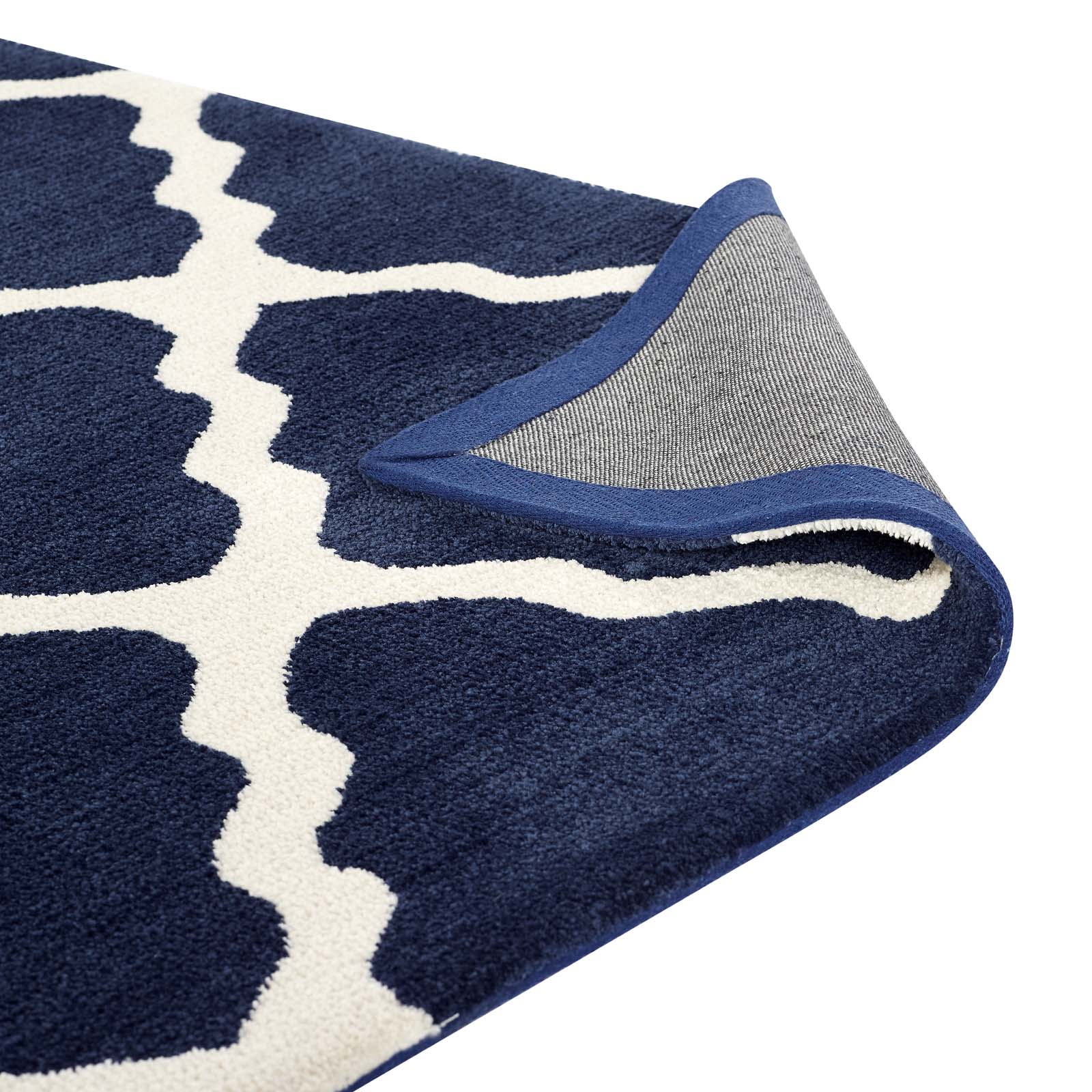 Modway Indoor Rugs - Marja Trellis 8' x 10' Area Rug Navy & Ivory