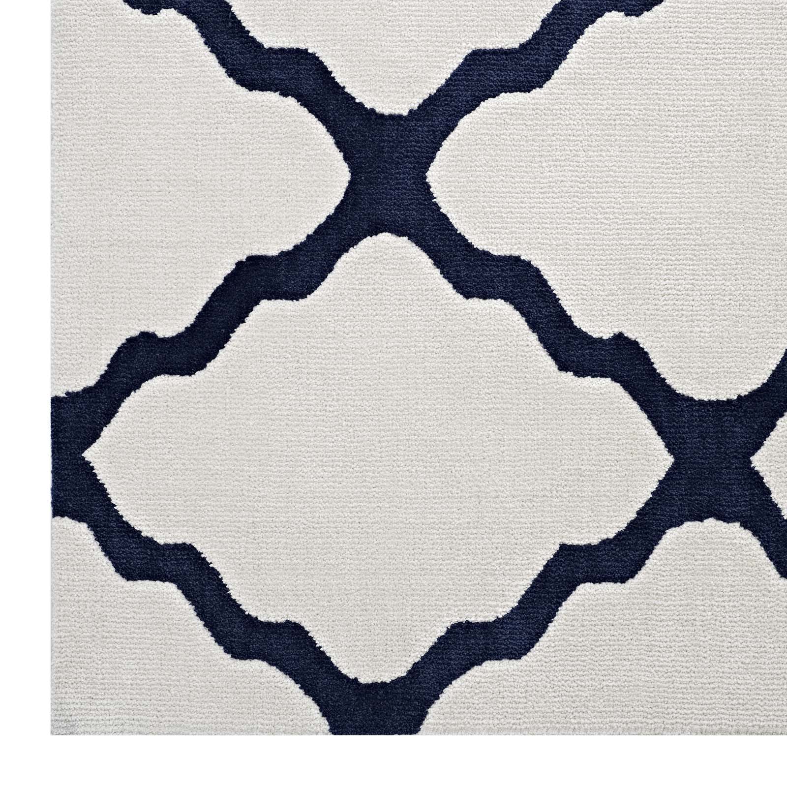 Modway Indoor Rugs - Marja Moroccan Trellis 5x8 Area Rug Ivory & Navy