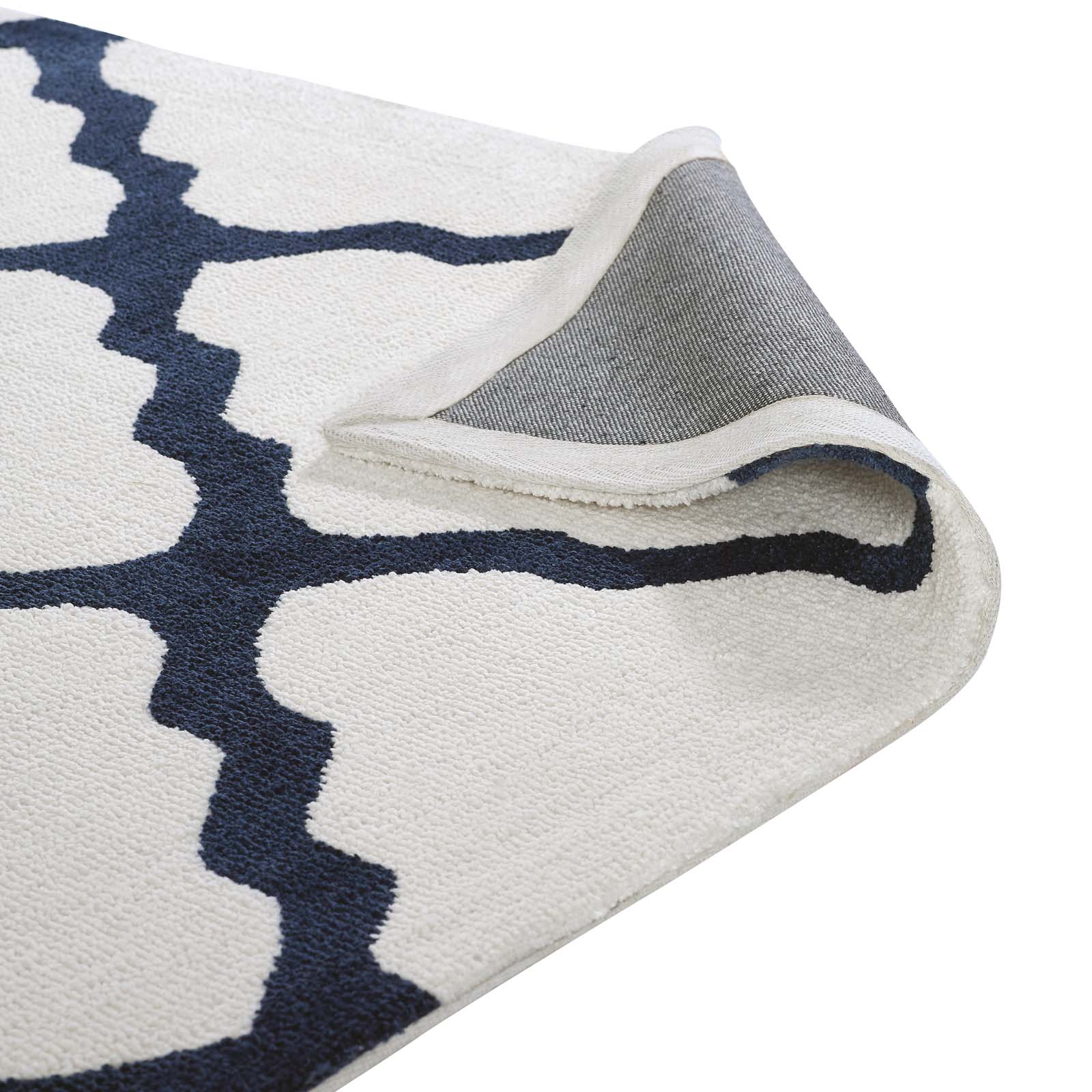 Modway Indoor Rugs - Marja Moroccan Trellis 5x8 Area Rug Ivory & Navy
