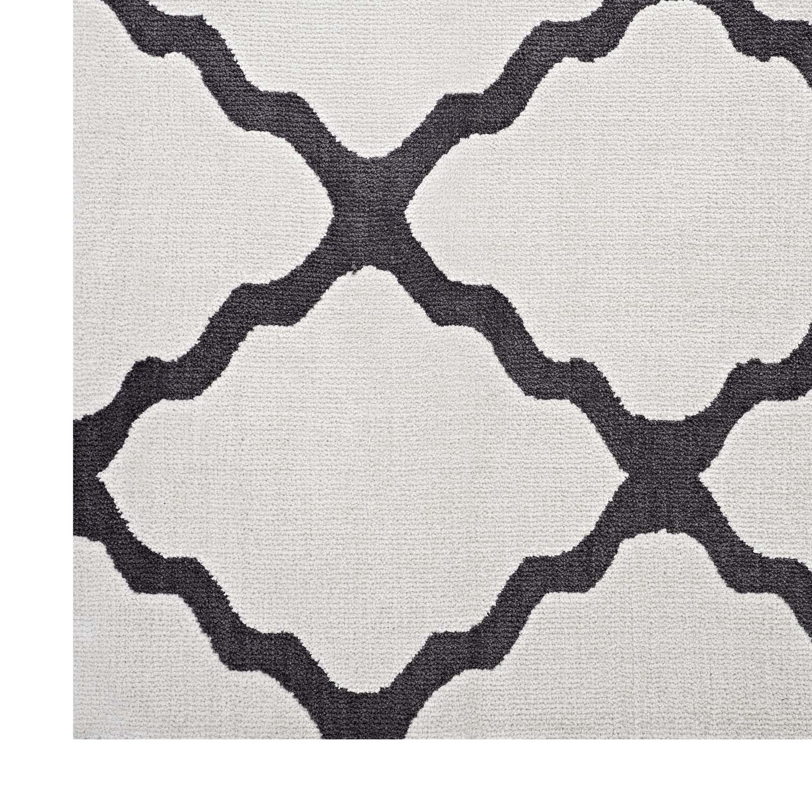 Modway Indoor Rugs - Marja Moroccan Trellis 5x8 Area Rug Ivory & Charcoal