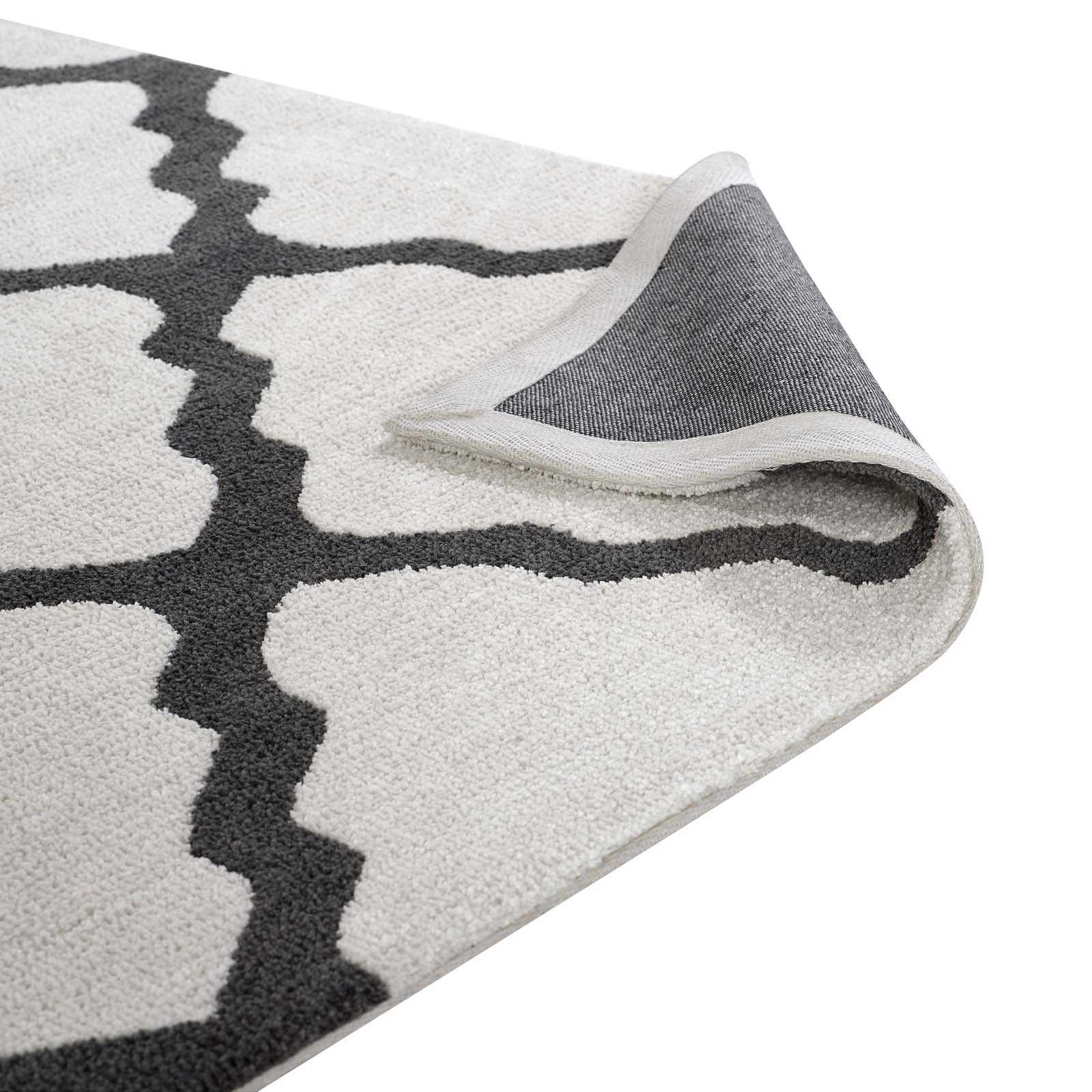 Modway Indoor Rugs - Marja Moroccan Trellis 5x8 Area Rug Ivory & Charcoal