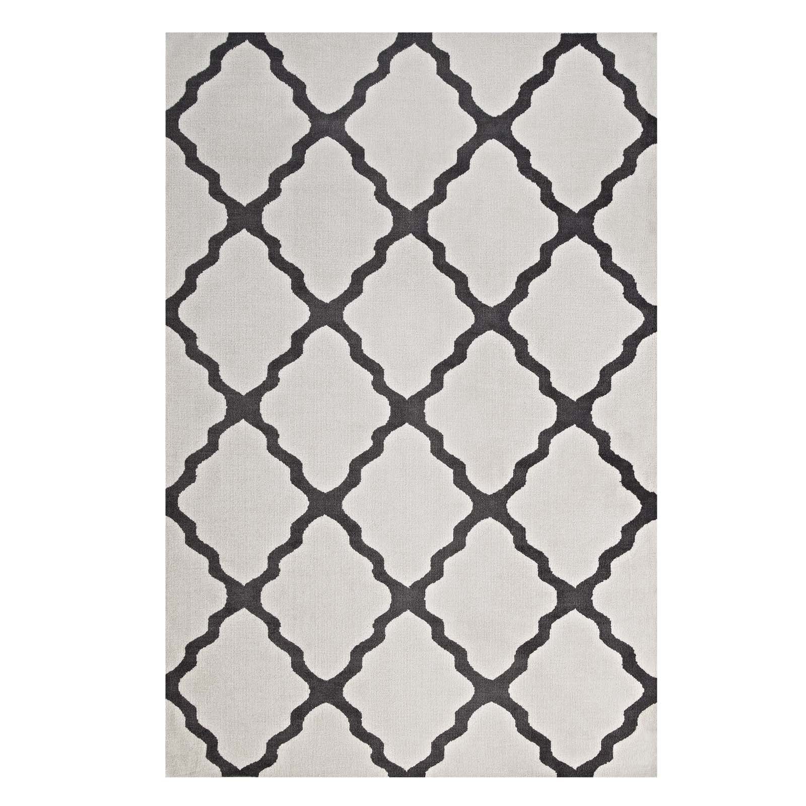Modway Indoor Rugs - Marja 8' x 10' Area Rug Ivory & Charcoal