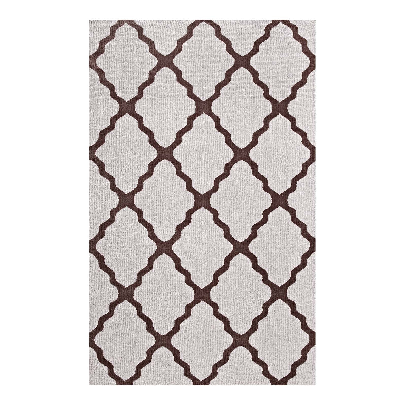 Modway Indoor Rugs - Marja Trellis 8' x 10' Area Rug Brown & Gray