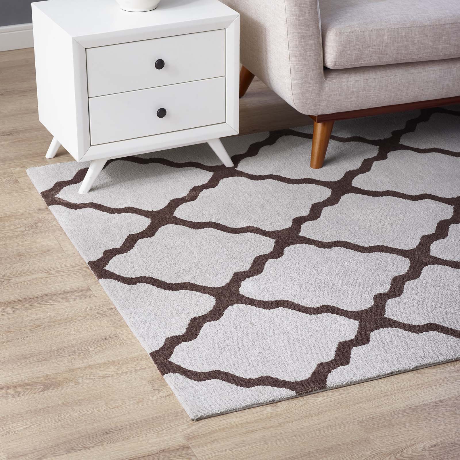 Modway Indoor Rugs - Marja Trellis 8' x 10' Area Rug Brown & Gray