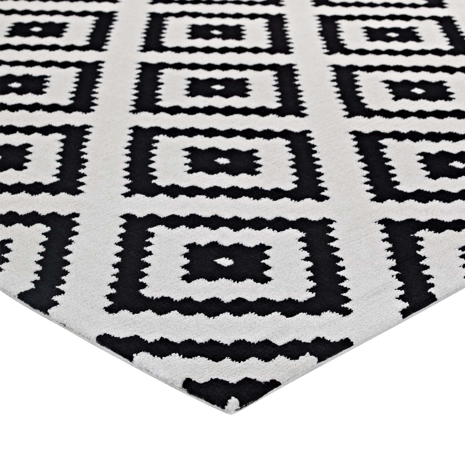 Modway Indoor Rugs - Alika Abstract Diamond Trellis 5 x 8 Area Rug Black & White