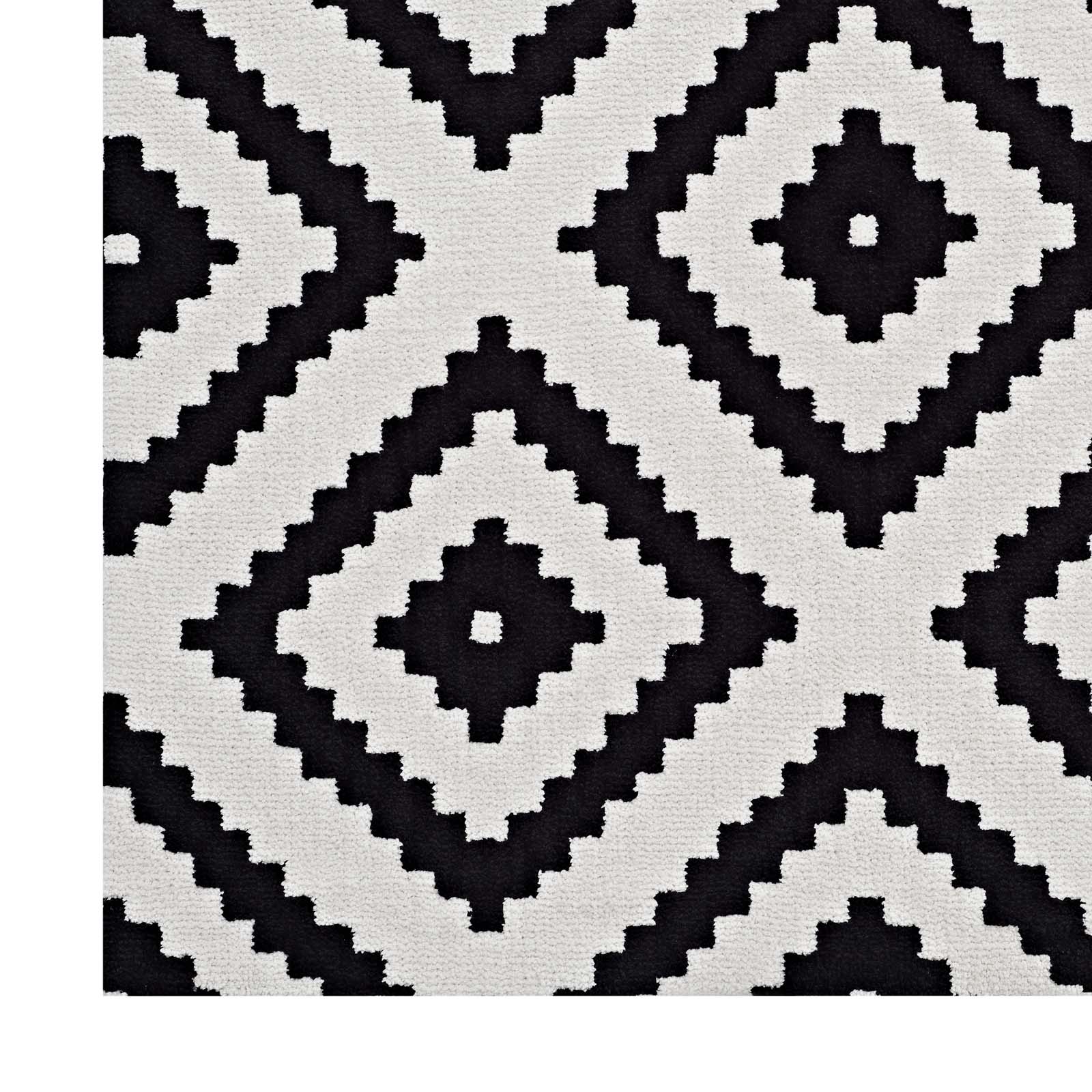 Modway Indoor Rugs - Alika Abstract Diamond Trellis 5 x 8 Area Rug Black & White