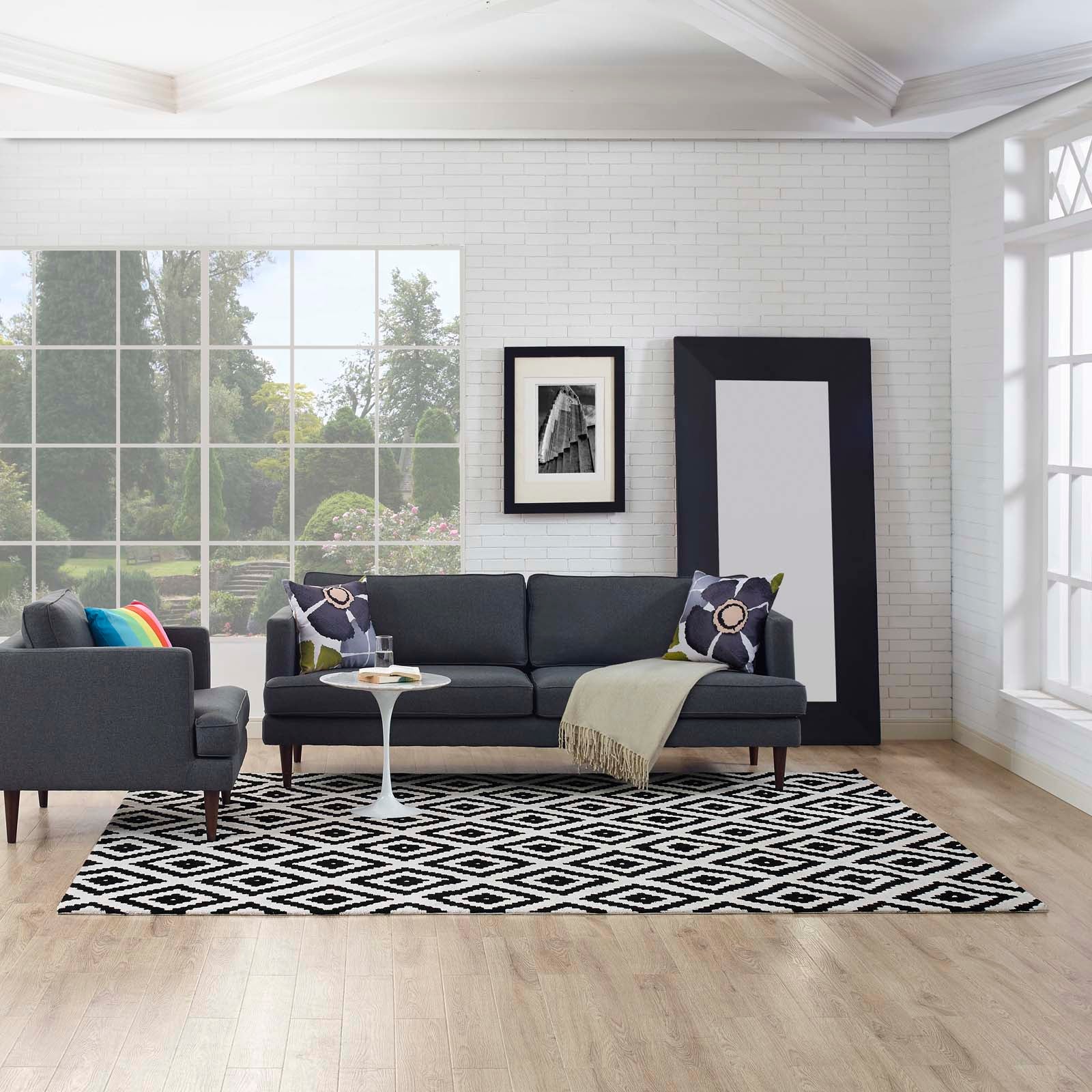 Modway Indoor Rugs - Alika 8' x 10' Area Rug Black & White