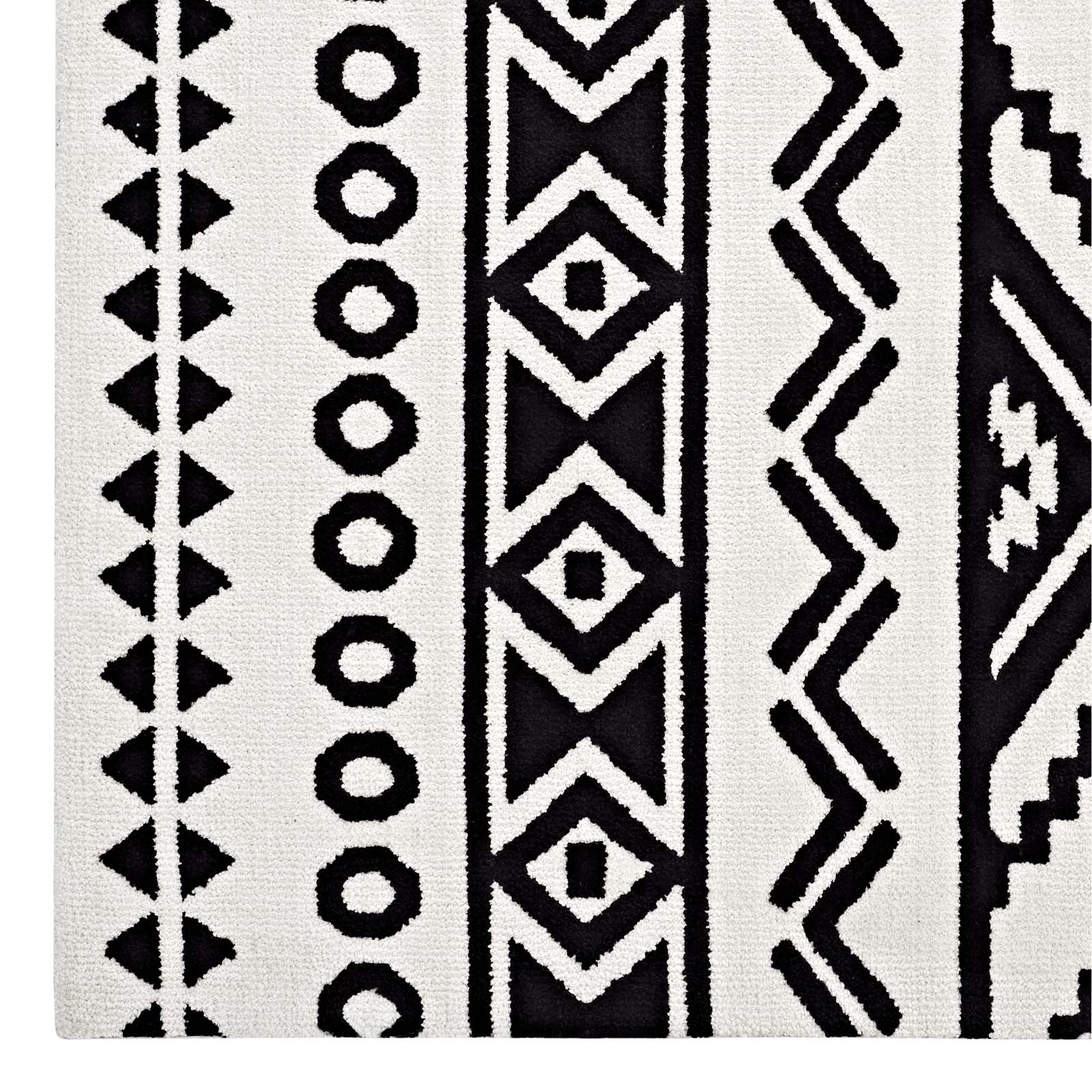 Modway Indoor Rugs - Haku Geometric Moroccan Tribal 5x8 Area Rug Black & White