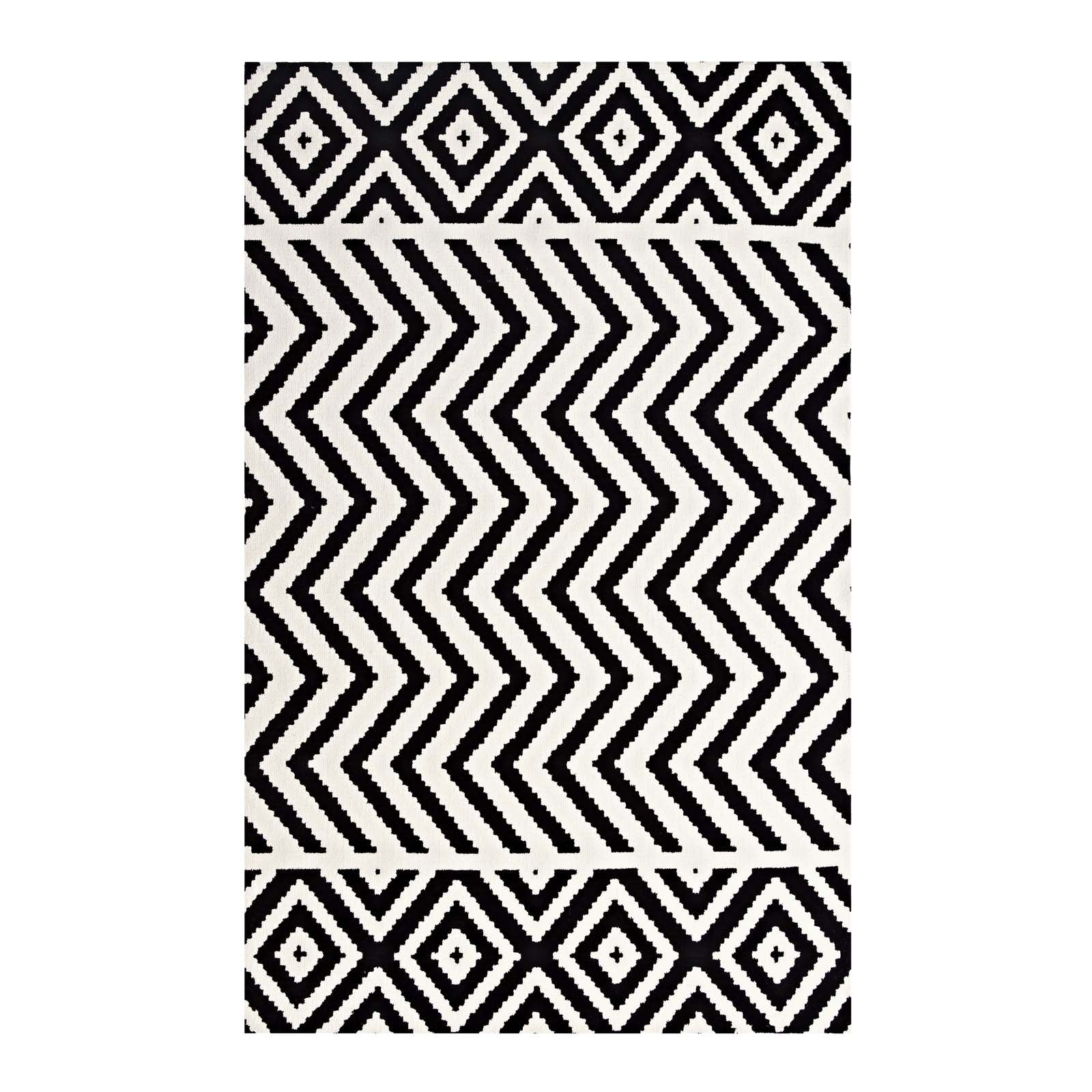 Modway Indoor Rugs - Ailani 8' x 10' Area Rug Black & White