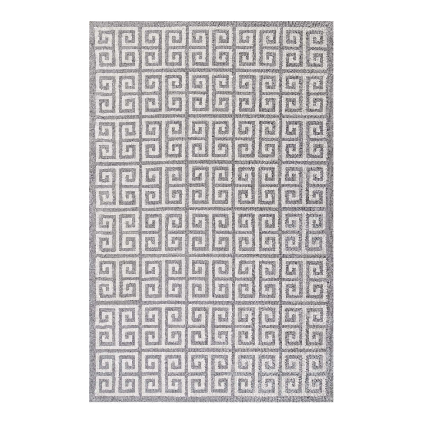 Modway Indoor Rugs - Freydis Greek Key 5x8 Area Rug White & Light Gray
