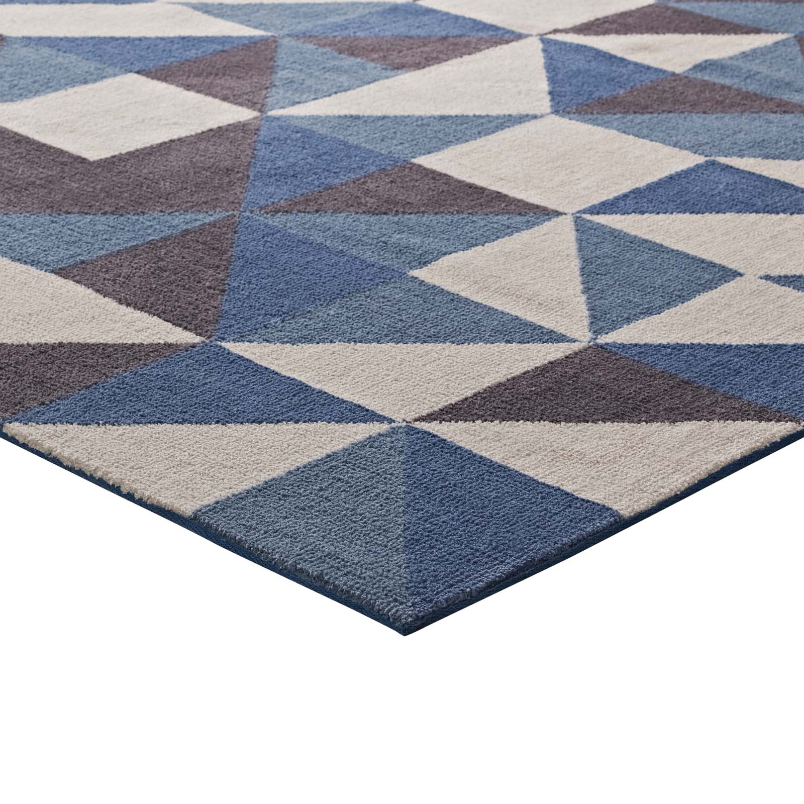 Modway Indoor Rugs - Kahula Geometric Triangle Mosaic 5' X 8' Area Rug Blue, White and Gray