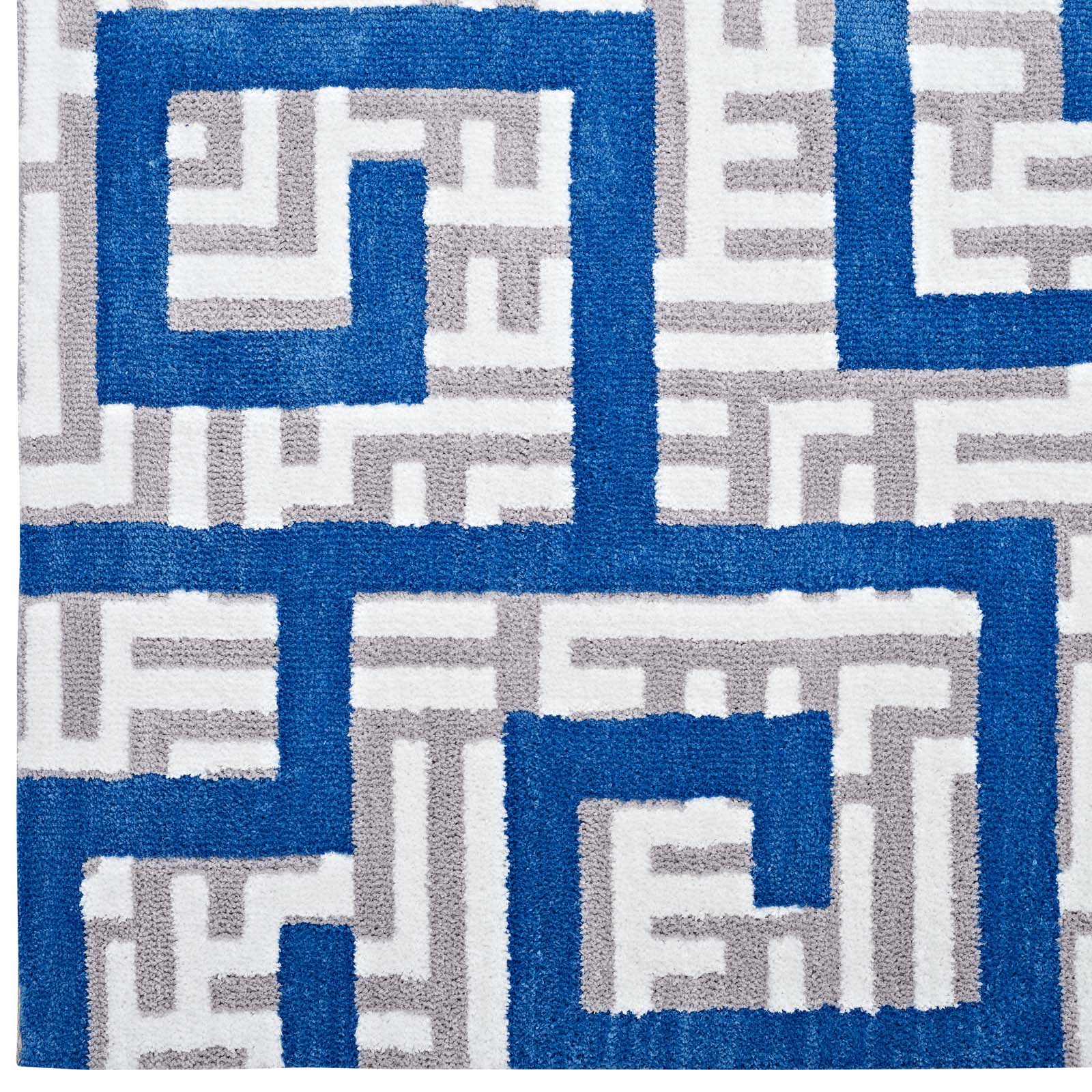 Modway Indoor Rugs - Nahia Geometric Maze 8x10 Area Rug Ivory, Light Gray & Blue