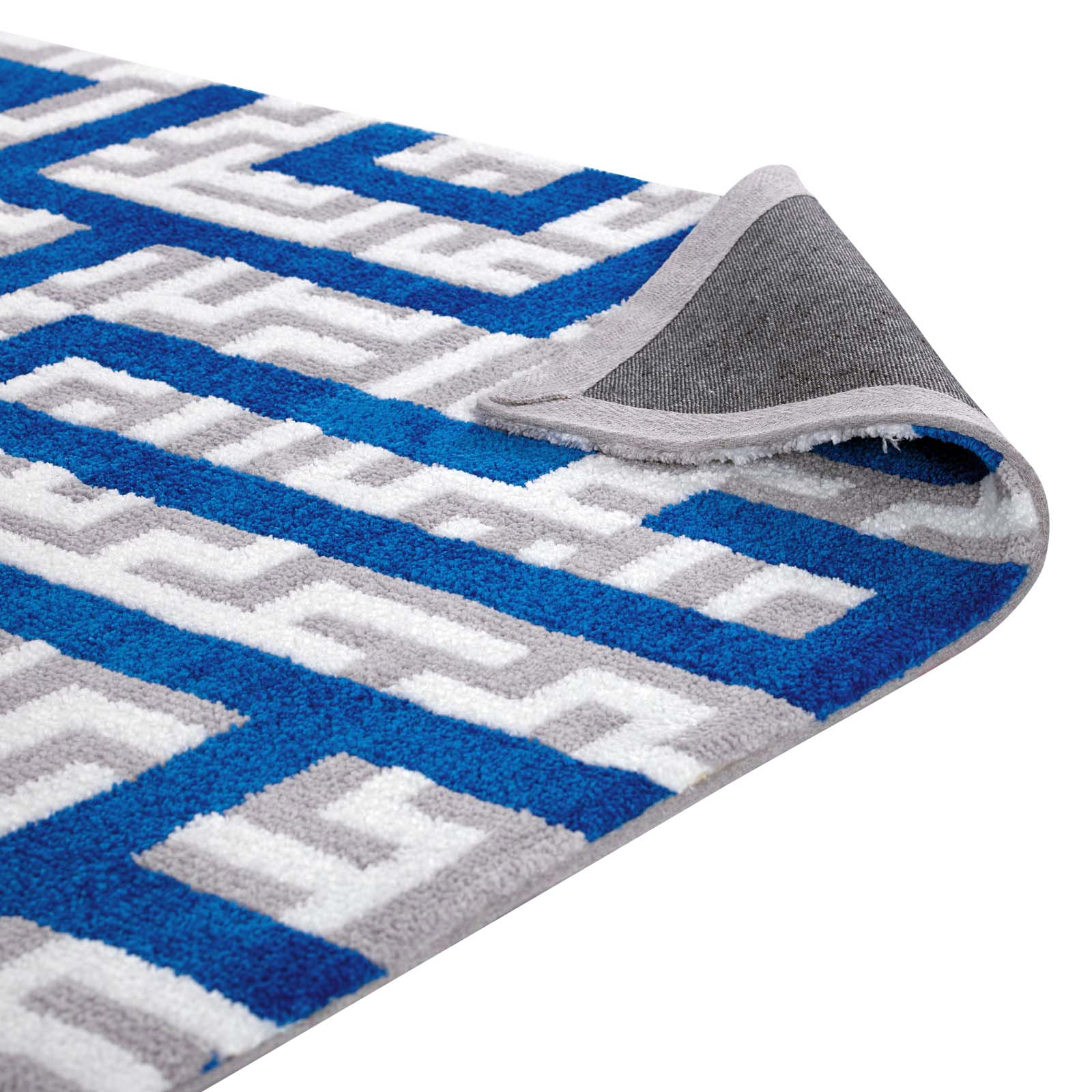 Modway Indoor Rugs - Nahia Geometric Maze 8x10 Area Rug Ivory, Light Gray & Blue