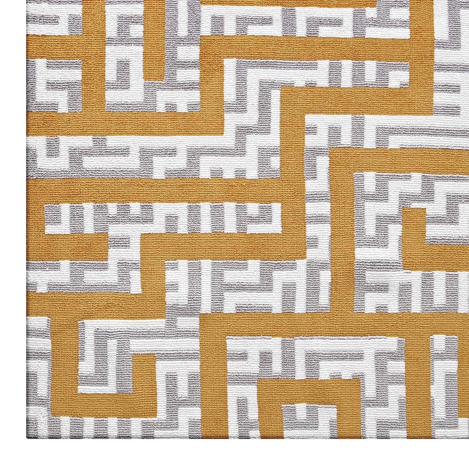 Modway Indoor Rugs - Nahia Geometric Maze 5x8 Area Rug Light Gray & Yellow