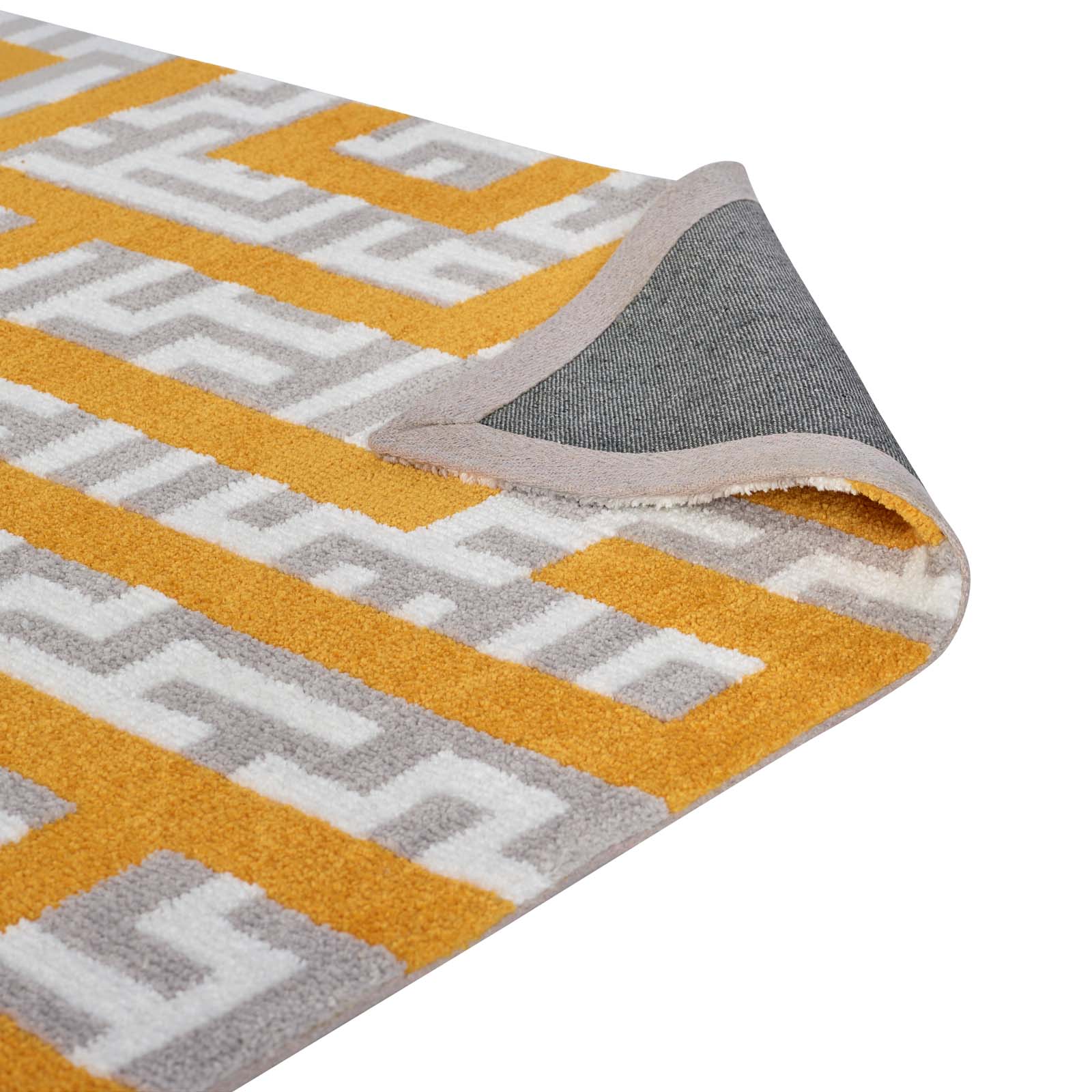Modway Indoor Rugs - Nahia Geometric Maze 5x8 Area Rug Light Gray & Yellow