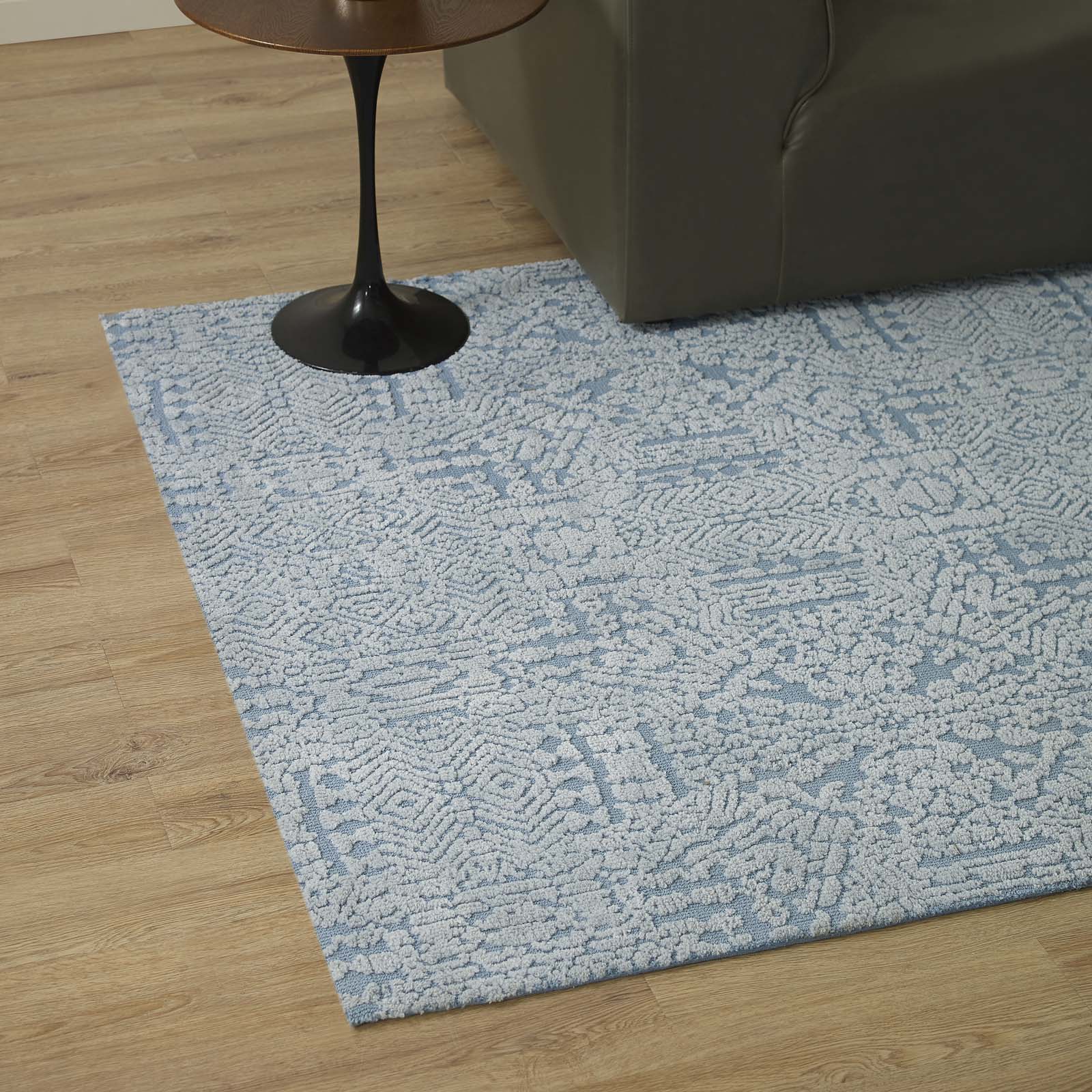 Modway Indoor Rugs - Javiera Contemporary Moroccan 5' X 8' Area Rug Ivory and Light Blue