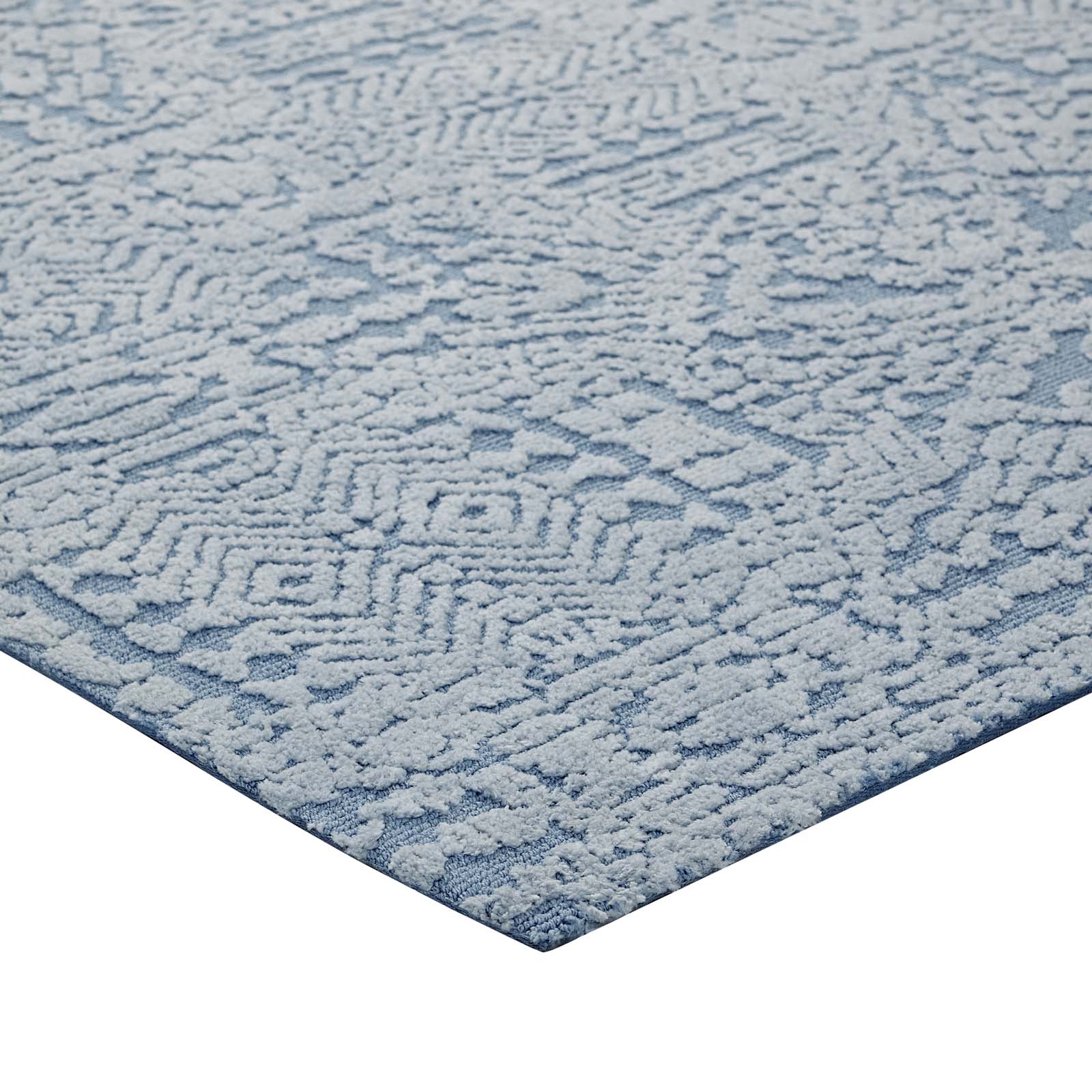 Modway Indoor Rugs - Javiera Contemporary Moroccan 8' x 10' Area Rug Ivory & Light Blue