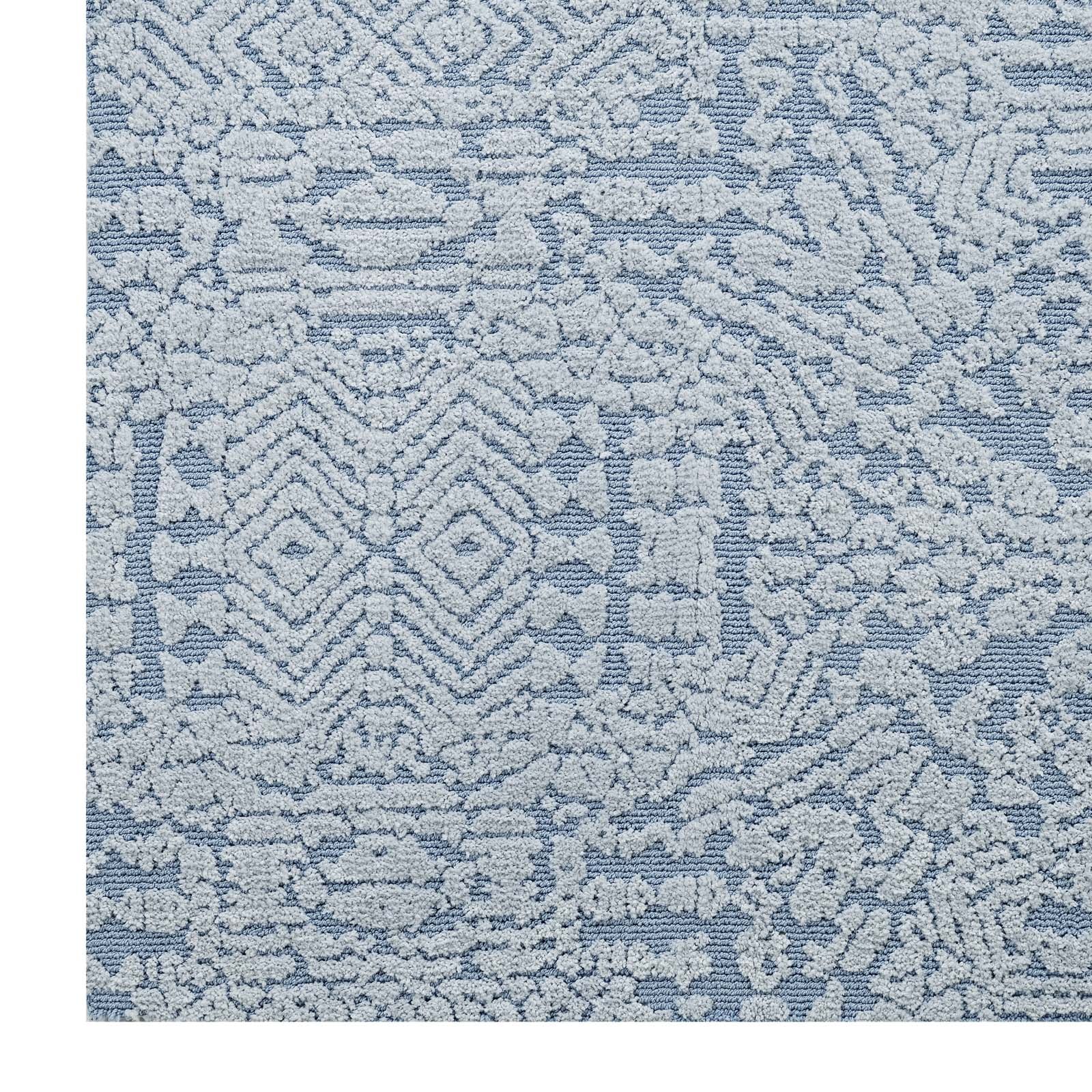 Modway Indoor Rugs - Javiera Contemporary Moroccan 8' x 10' Area Rug Ivory & Light Blue