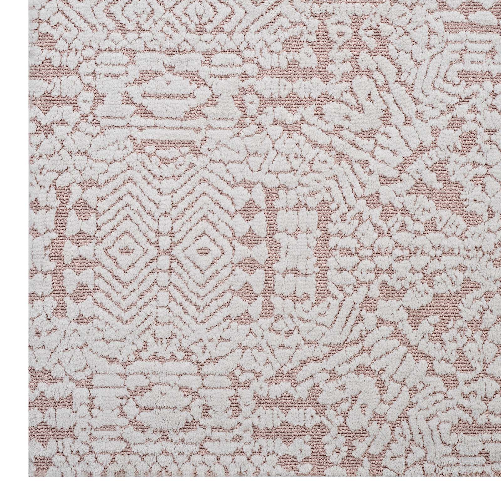 Modway Indoor Rugs - Javiera Contemporary Moroccan 5' X 8' Area Rug Ivory and Cameo Rose