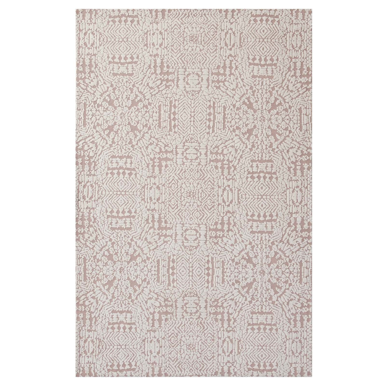 Modway Indoor Rugs - Javiera Contemporary Moroccan 8' x 10' Area Rug Ivory And Cameo Rose
