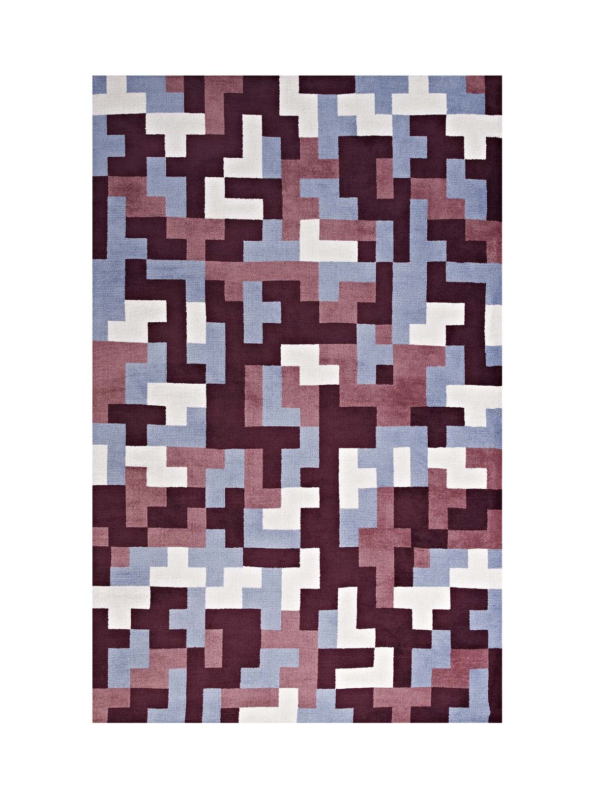 Modway Indoor Rugs - Andela Interlocking Block 8' X 10' Area Rug Red & Light Blue