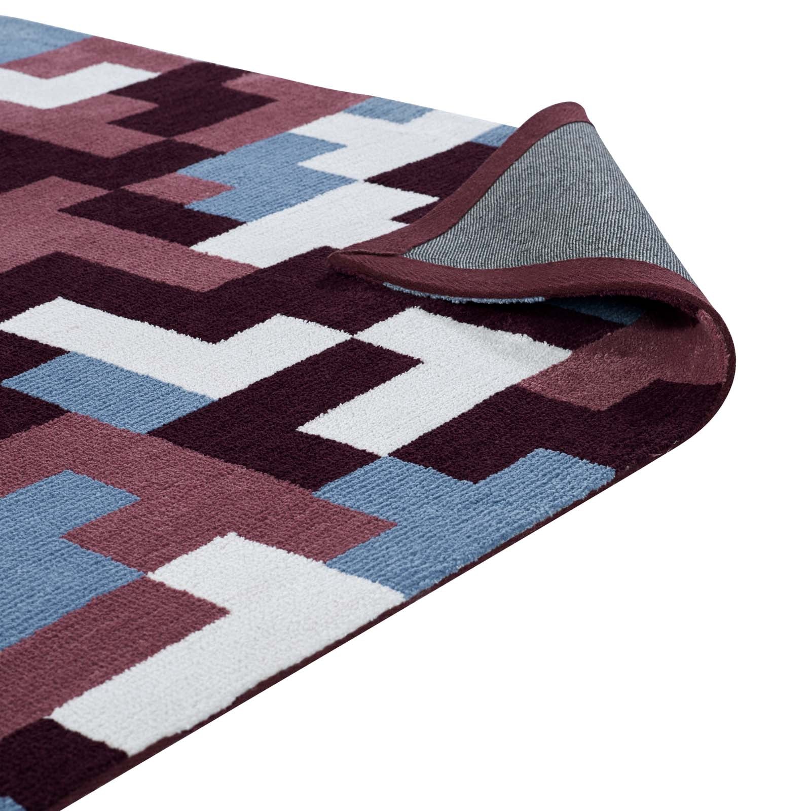 Modway Indoor Rugs - Andela Interlocking Block 8' X 10' Area Rug Red & Light Blue