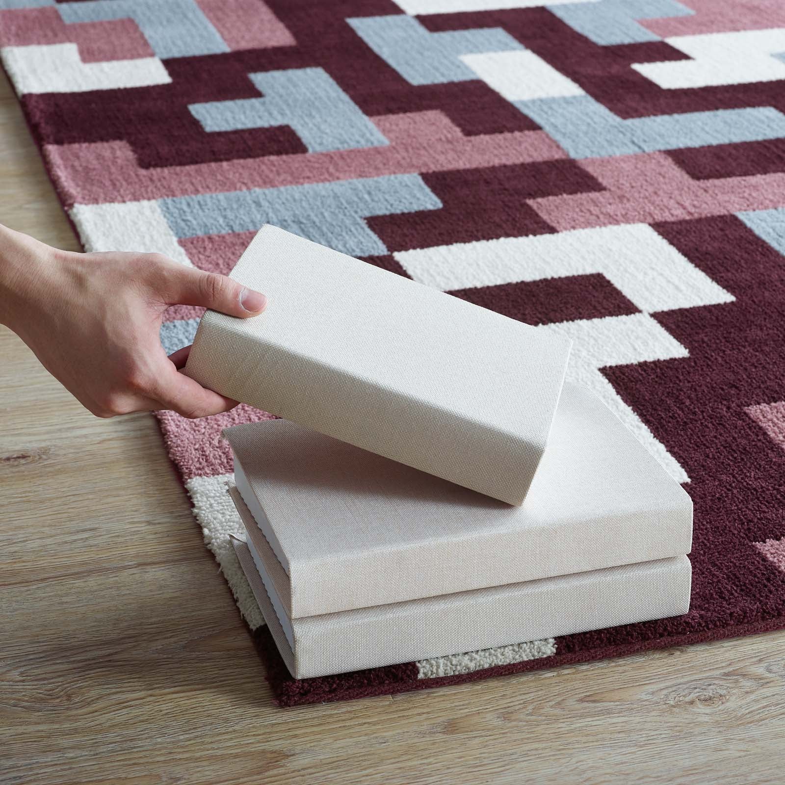 Modway Indoor Rugs - Andela Interlocking Block 8' X 10' Area Rug Red & Light Blue
