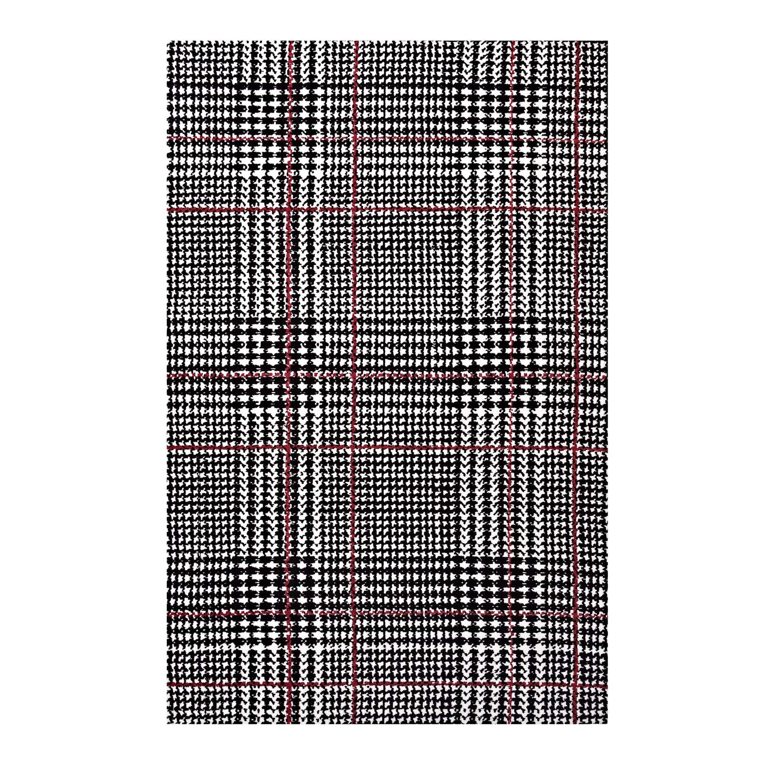 Modway Indoor Rugs - Kaja Abstract Plaid 5x8 Area Rug Ivory, Black & Red