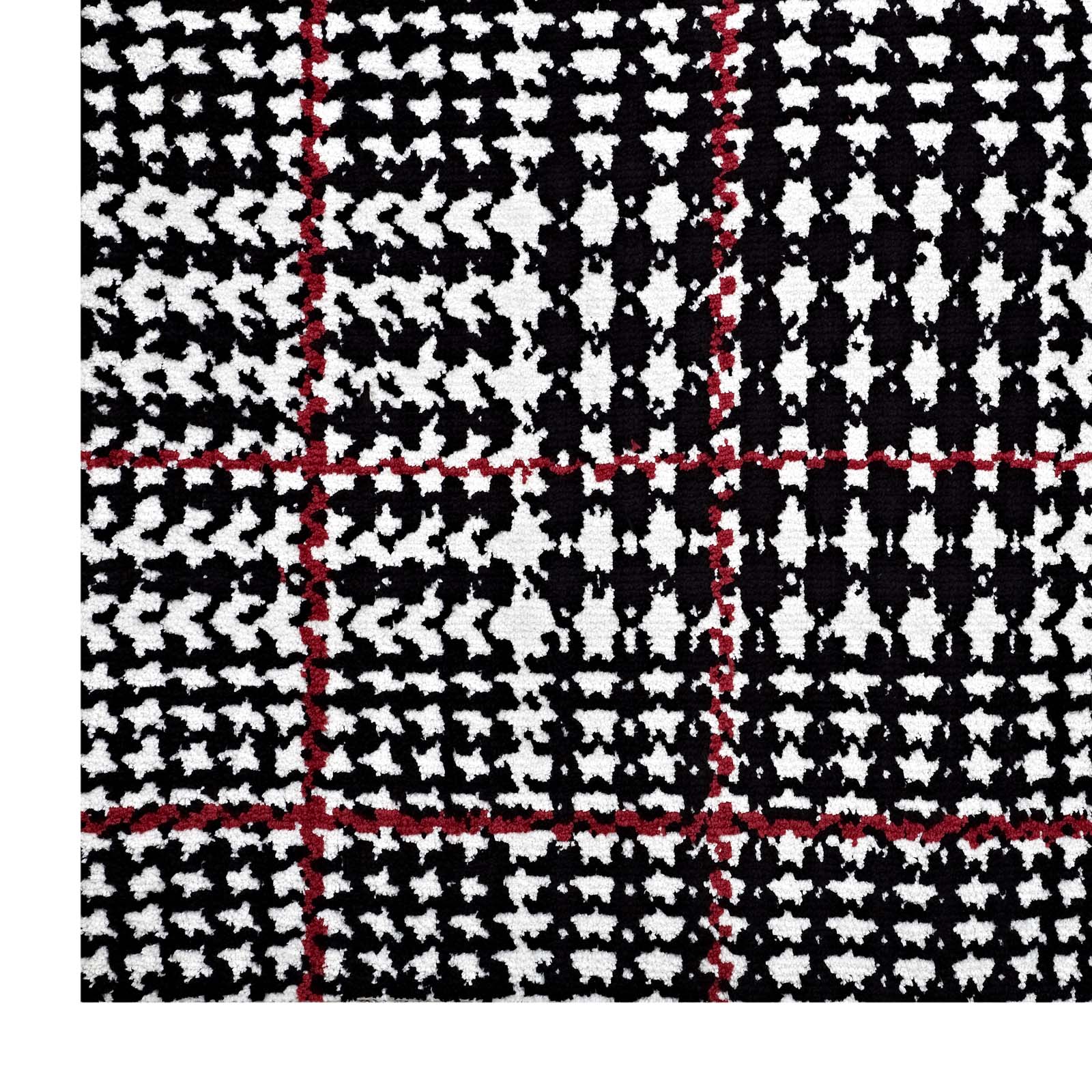 Modway Indoor Rugs - Kaja Abstract Plaid 5x8 Area Rug Ivory, Black & Red