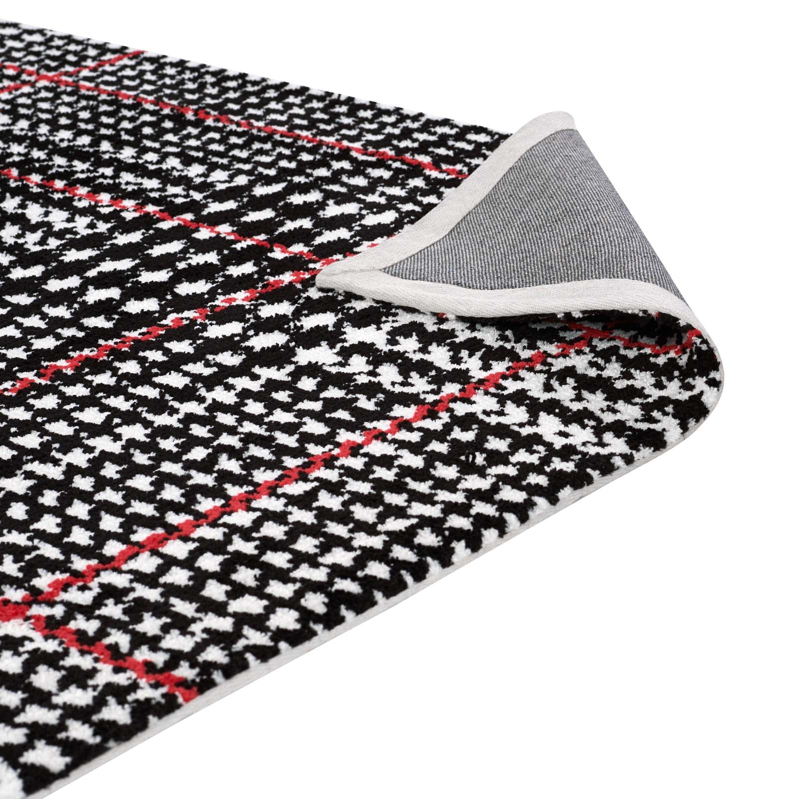 Modway Indoor Rugs - Kaja Abstract Plaid 5x8 Area Rug Ivory, Black & Red