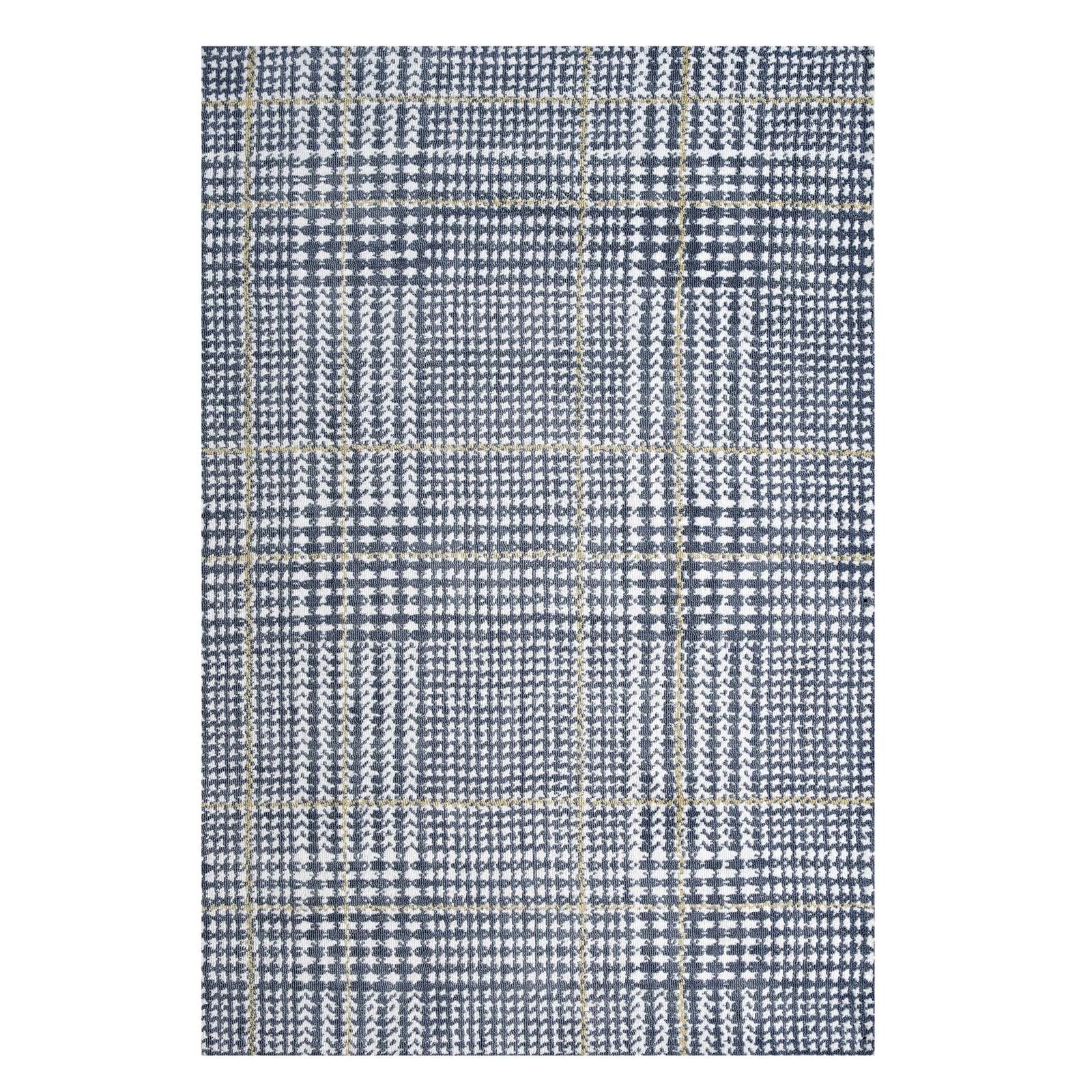 Modway Indoor Rugs - Kaja Abstract Plaid 5x8 Area Rug Ivory & Cadet Blue