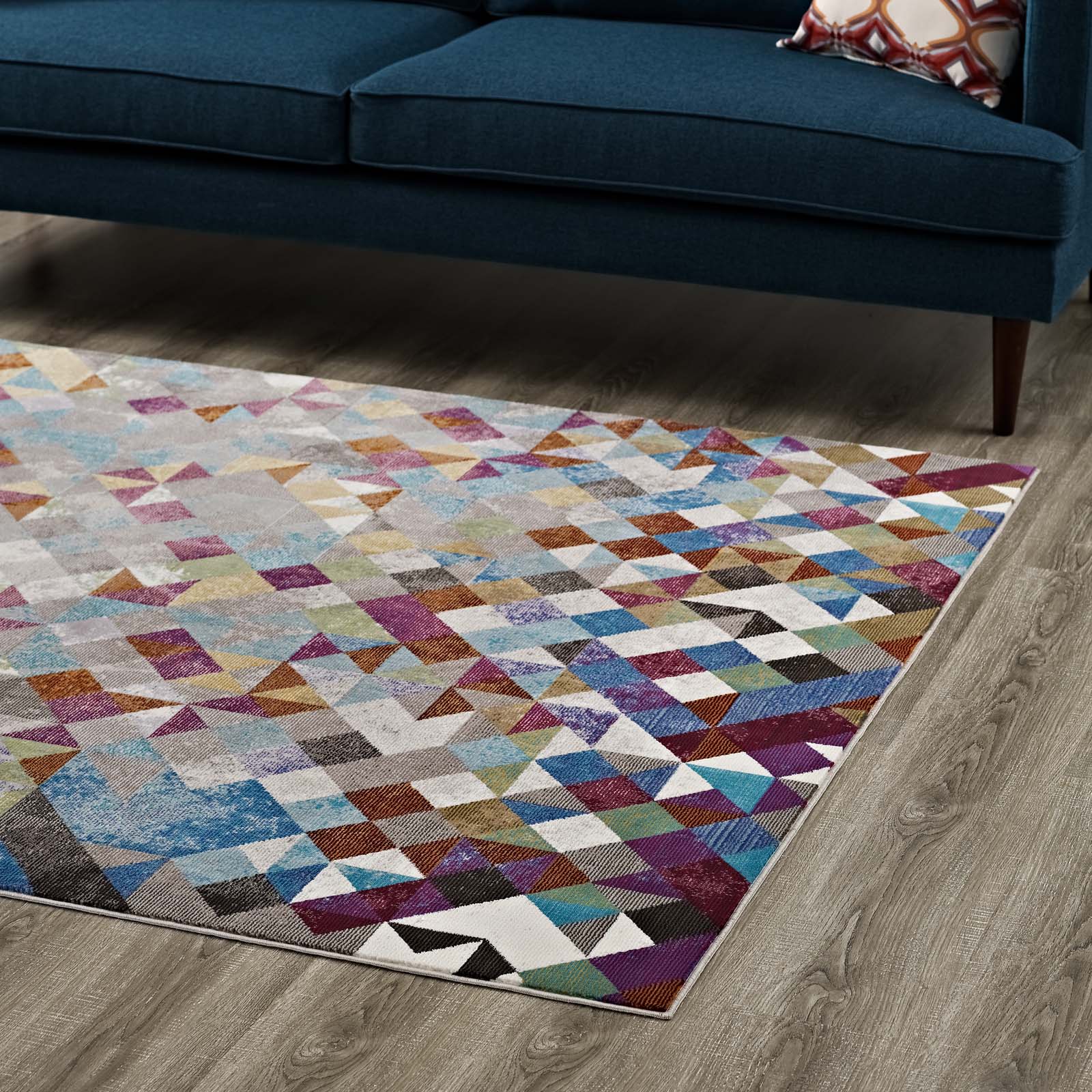 Modway Indoor Rugs - Lavendula Triangle Mosaic 4' x 6' Area Rug Multicolor