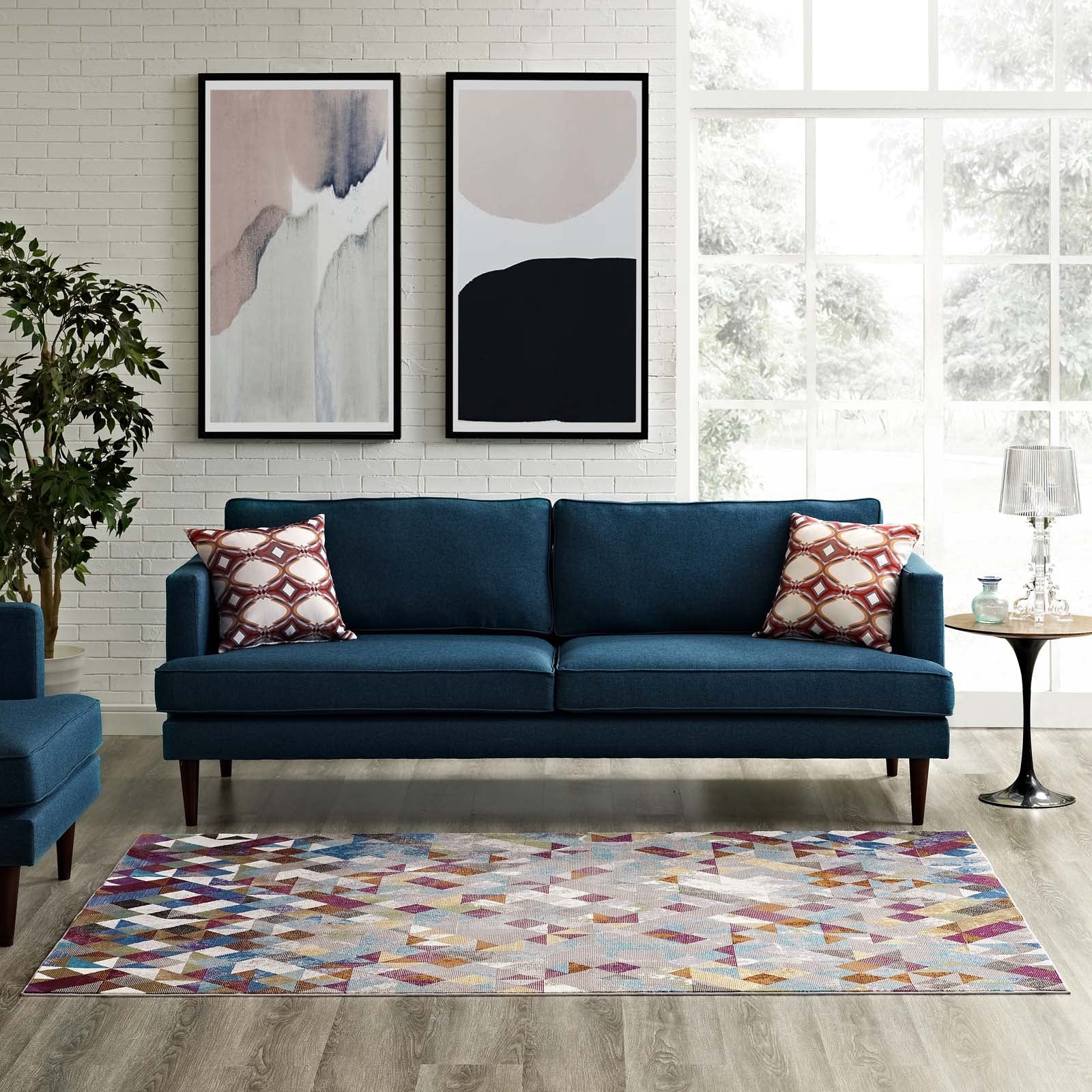 Modway Indoor Rugs - Lavendula Triangle Mosaic 4' x 6' Area Rug Multicolor