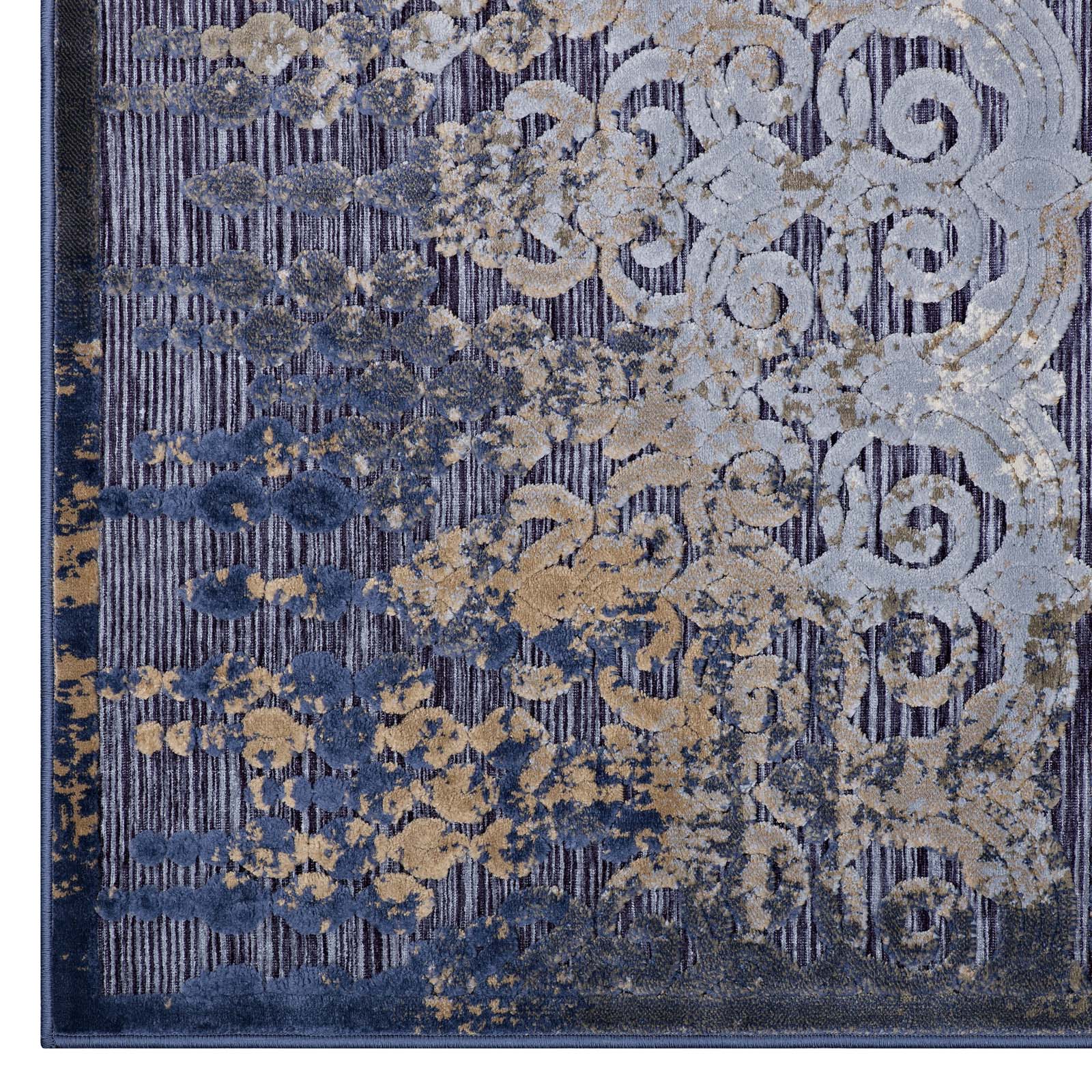 Modway Indoor Rugs - Kalene Distressed Vintage Turkish 8X10 Area Rug Blue, Rust & Cream