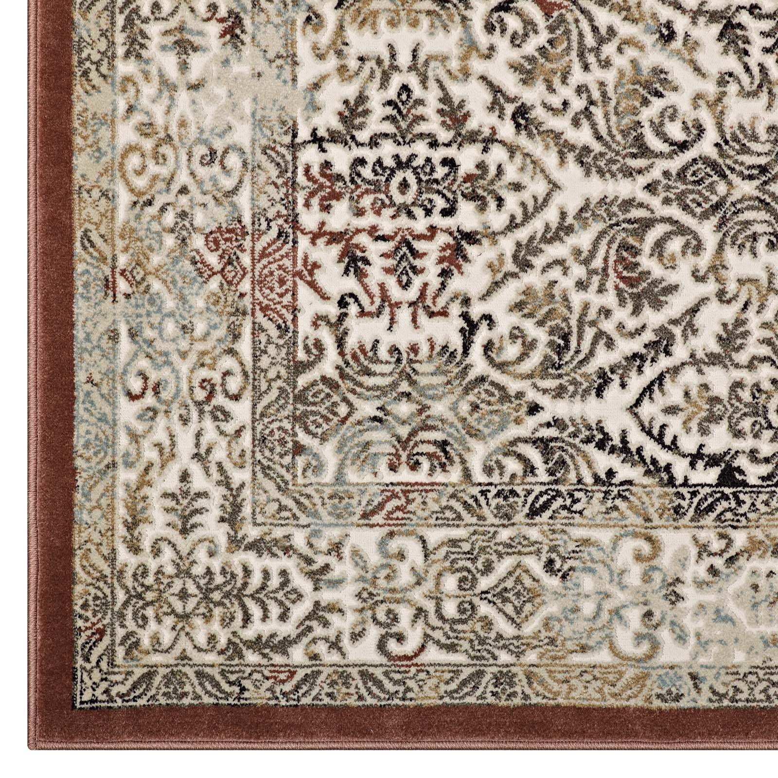 Modway Indoor Rugs - Hester Ornate Turkish 5x8 Vintage Area Rug Tan & Walnut Brown