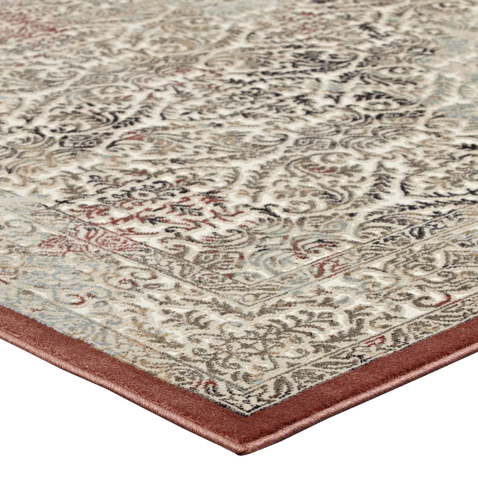 Modway Indoor Rugs - Hester Ornate Turkish 5x8 Vintage Area Rug Tan & Walnut Brown