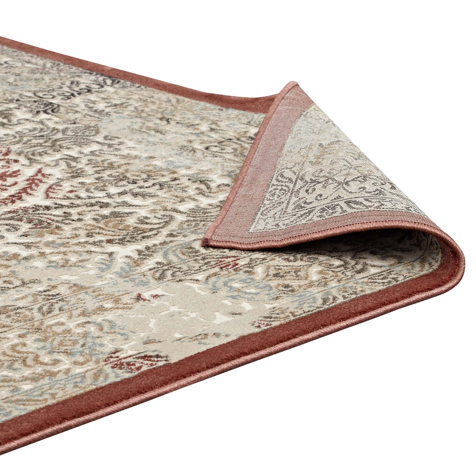 Modway Indoor Rugs - Hester Ornate Turkish 5x8 Vintage Area Rug Tan & Walnut Brown