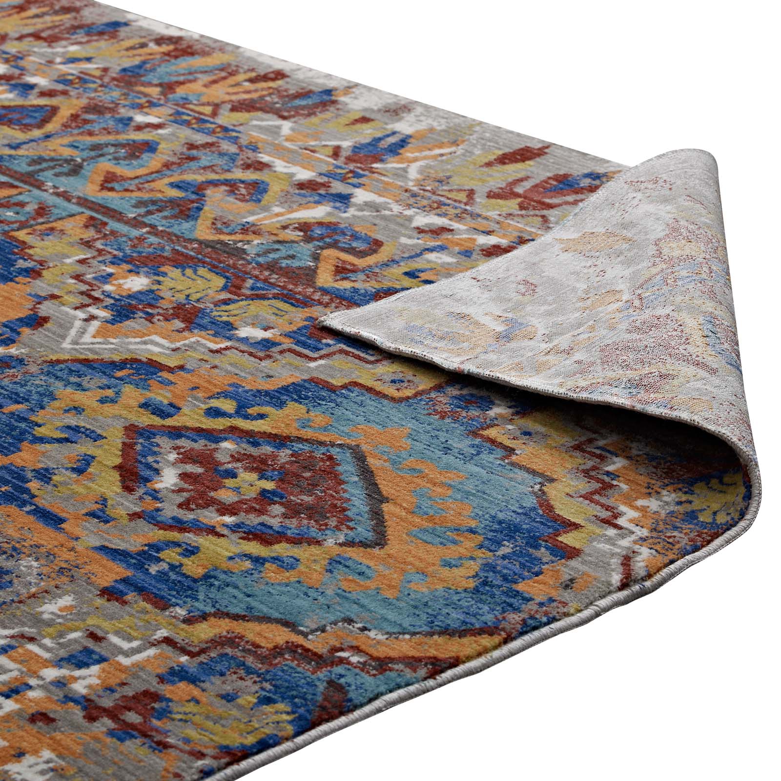 Modway Indoor Rugs - Centehua Distressed Southwestern Aztec 5x8 Area Rug Multicolored