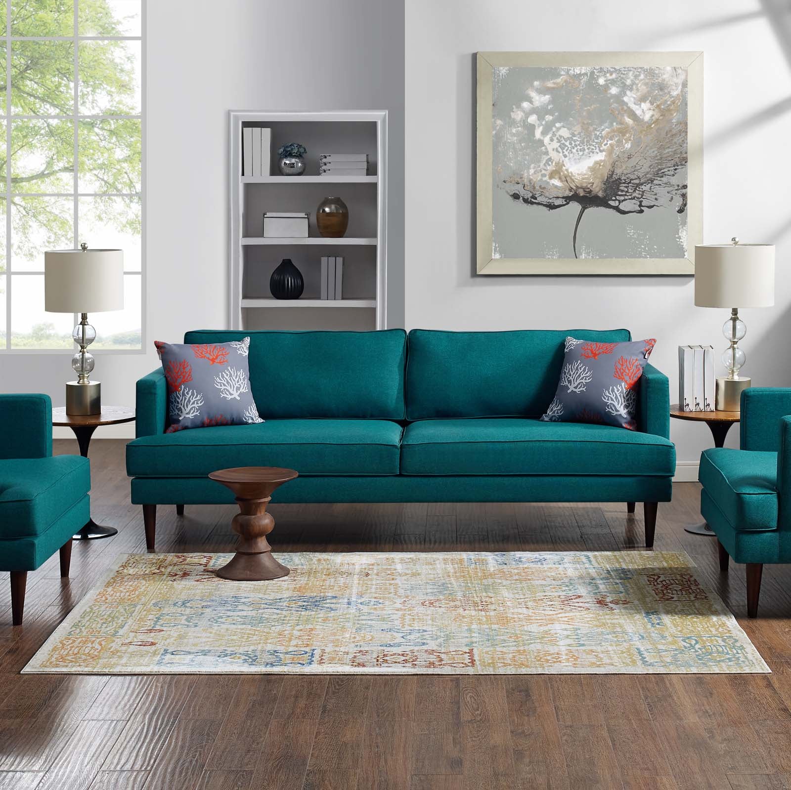 Modway Indoor Rugs - Solimar Distressed Southwestern Aztec 4x6 Area Rug Multicolored