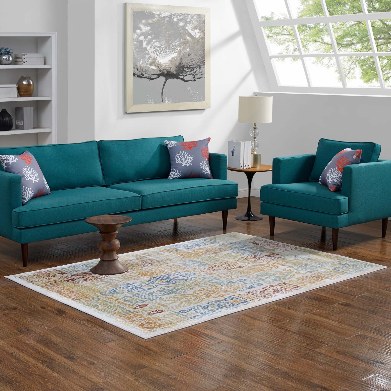 Modway Indoor Rugs - Solimar Distressed Southwestern Aztec 4x6 Area Rug Multicolored