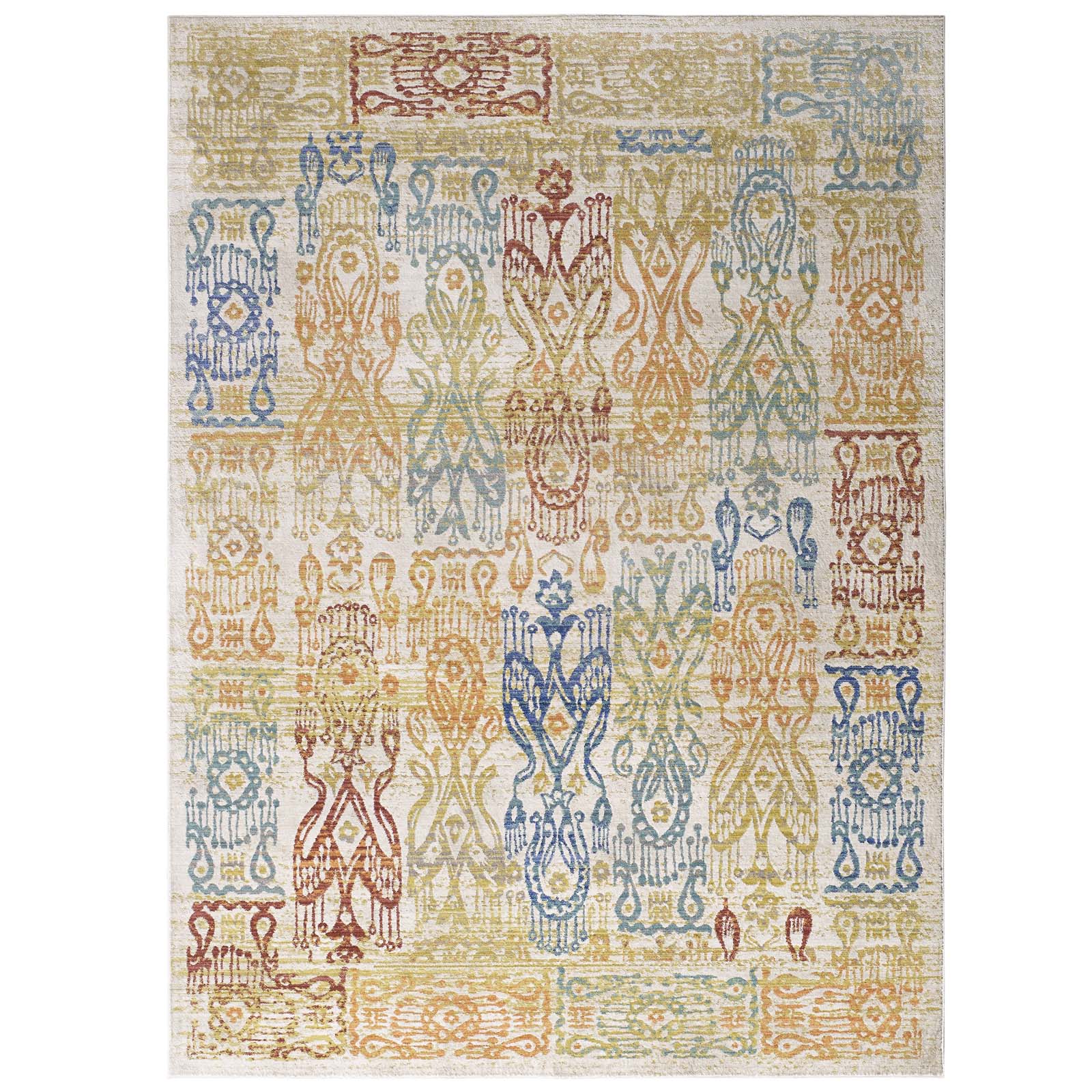 Modway Indoor Rugs - Solimar Distressed Southwestern Aztec 8x10 Area Rug Multicolored